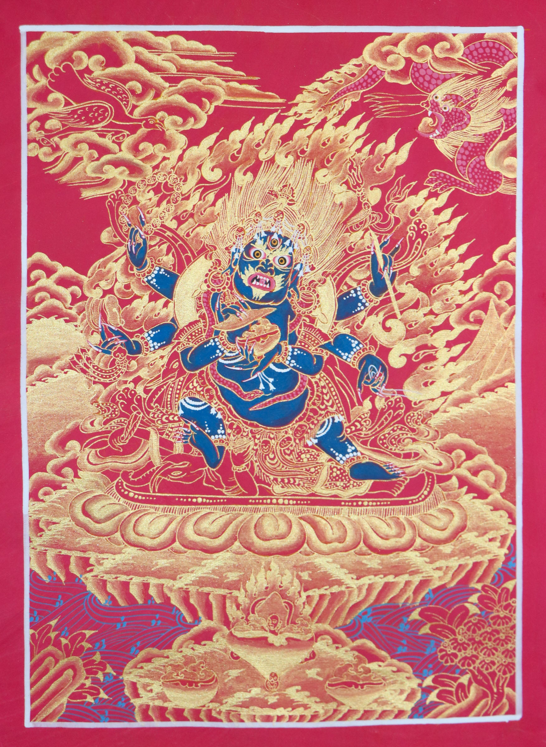 6 Armed Mahakala Thangka Buddhist Wrathful Deity Painting 