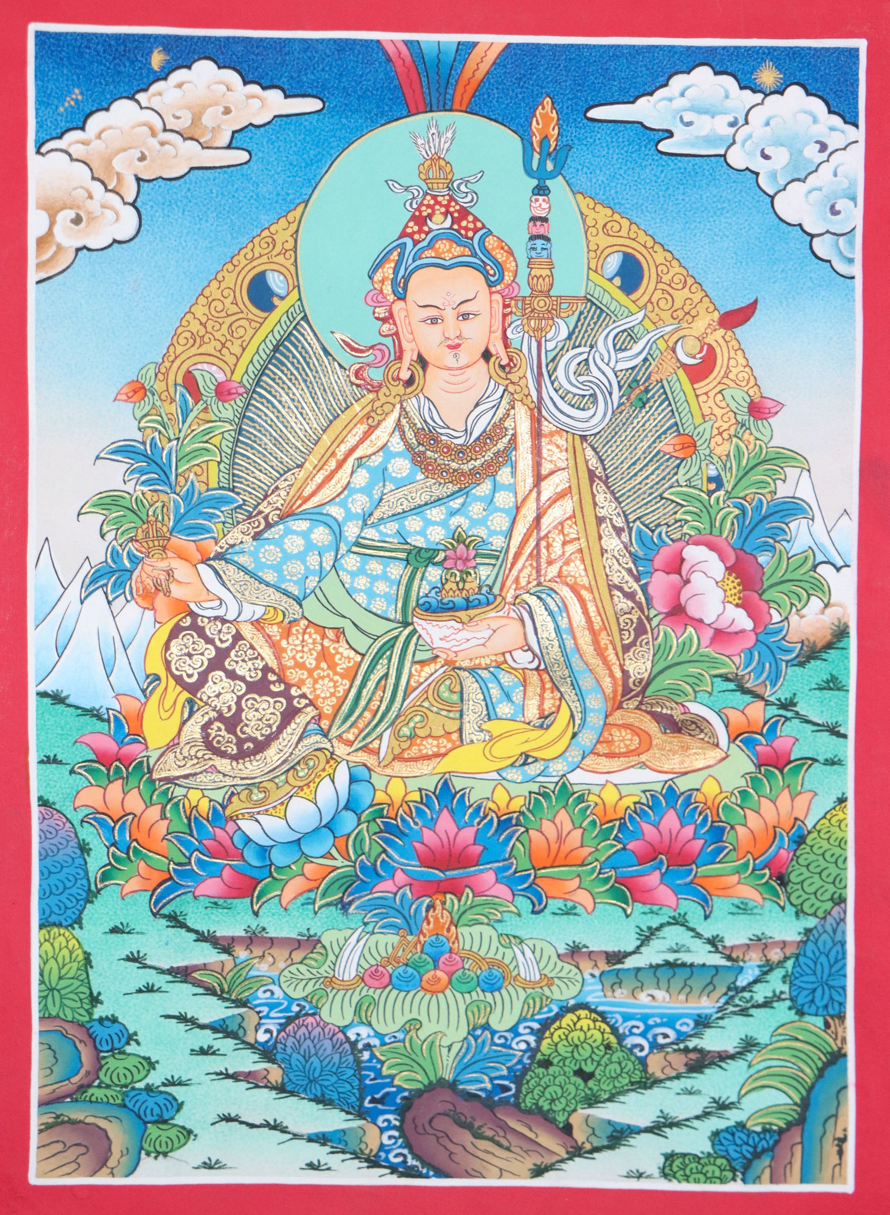 Guru Rinpoche Tibetan Thangka - HimalayasShop