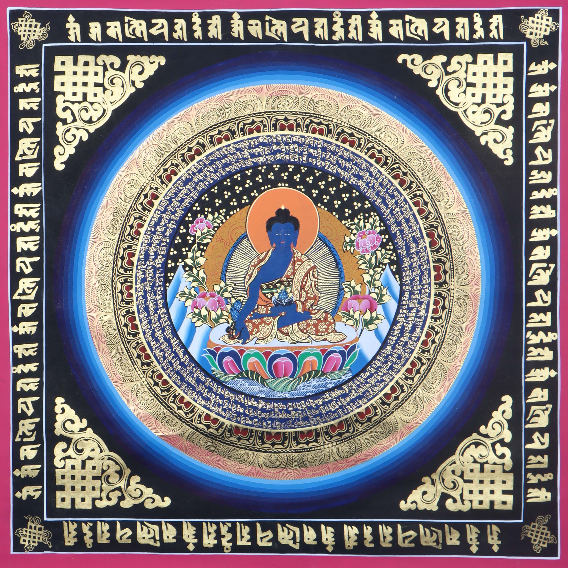 Hand Painted Medicine Buddha outlets & 2 Mandalas for Prayers and Meditation Nepal Tibet