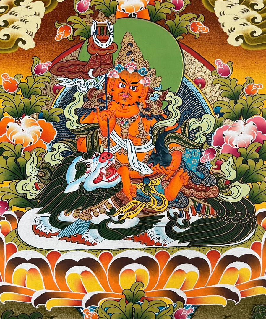 Zambala  on Snow Lion Thangka Painting