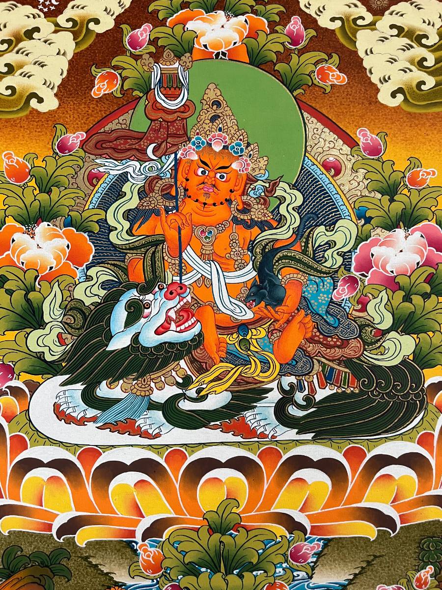 Zambala  on Snow Lion Thangka Painting