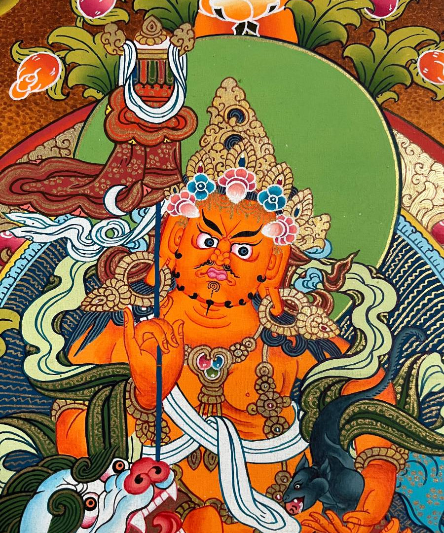 Zambala  on Snow Lion Thangka Painting