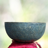 Vintage Flower Carved Singing Bowl for sound therapy.