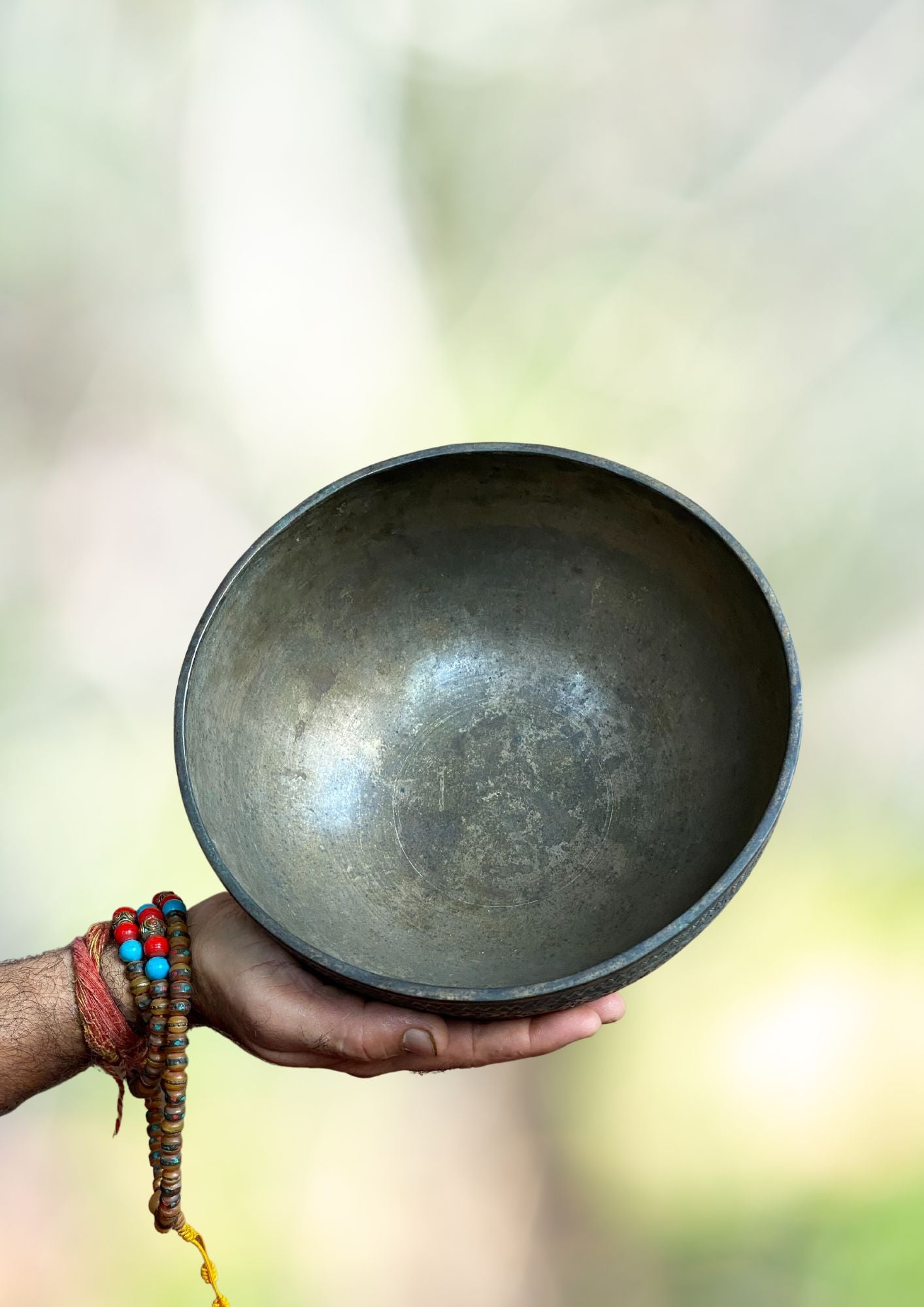 Vintage Flower Carved Singing Bowl for sound therapy.