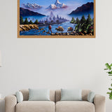 Mount Everest and Mt Ama Dublam Oil Painting - Himalayas Shop