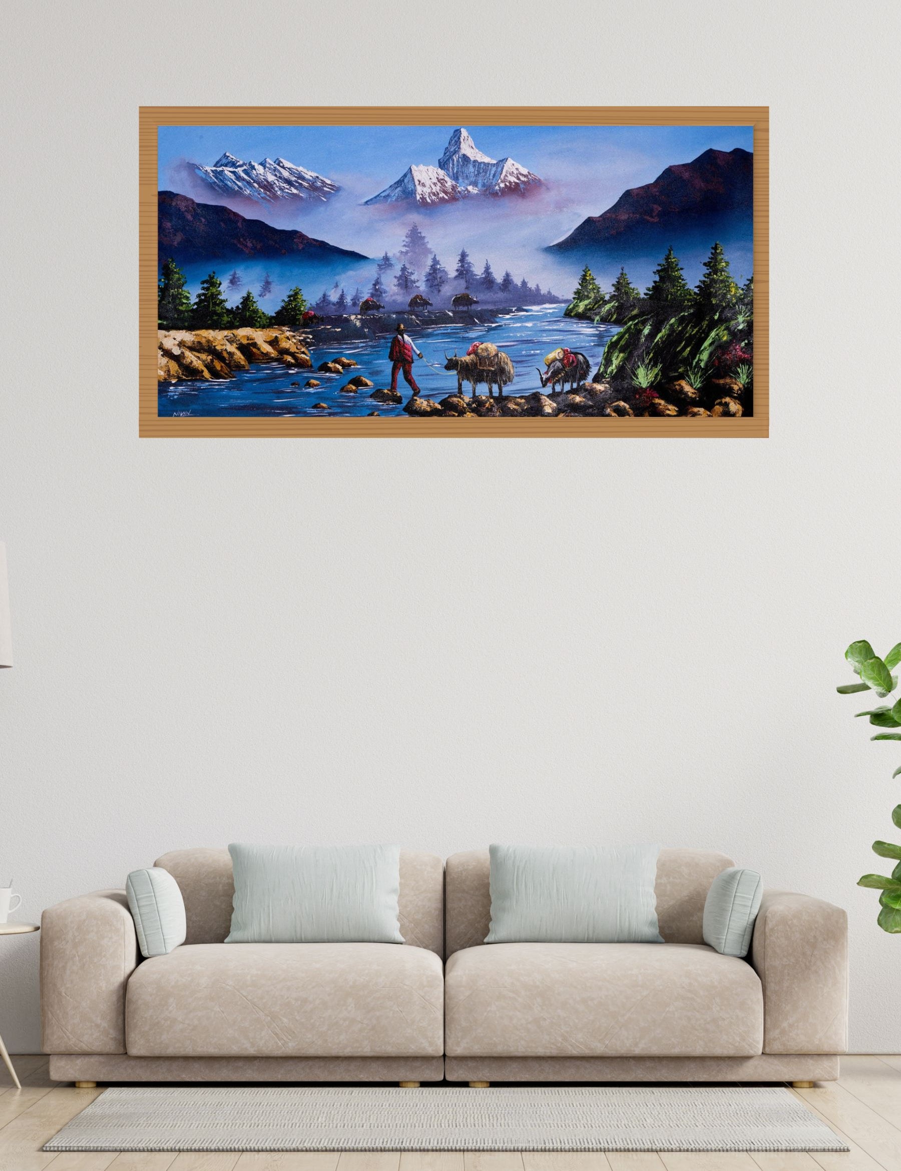 Mount Everest and Mt Ama Dublam Oil Painting - Himalayas Shop