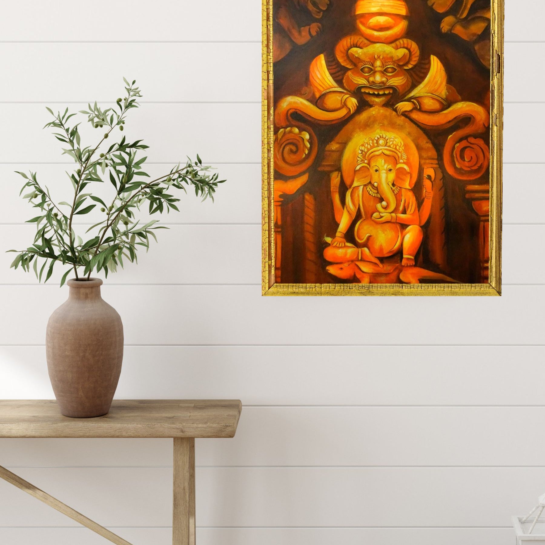 Handpainted oil painting of Lord Ganesh.