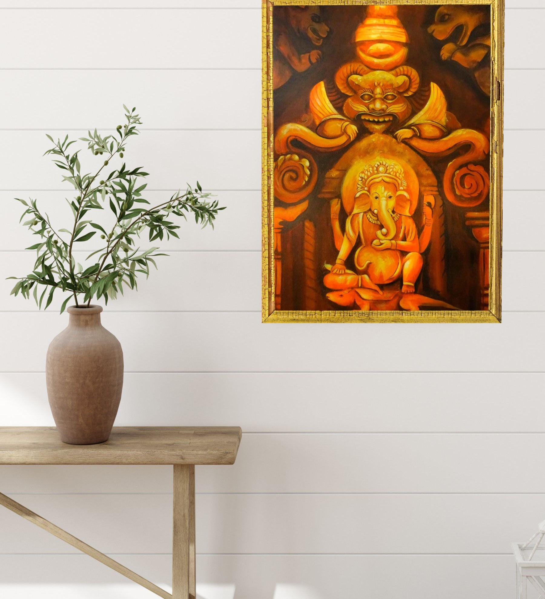 Handpainted oil painting of Lord Ganesh.