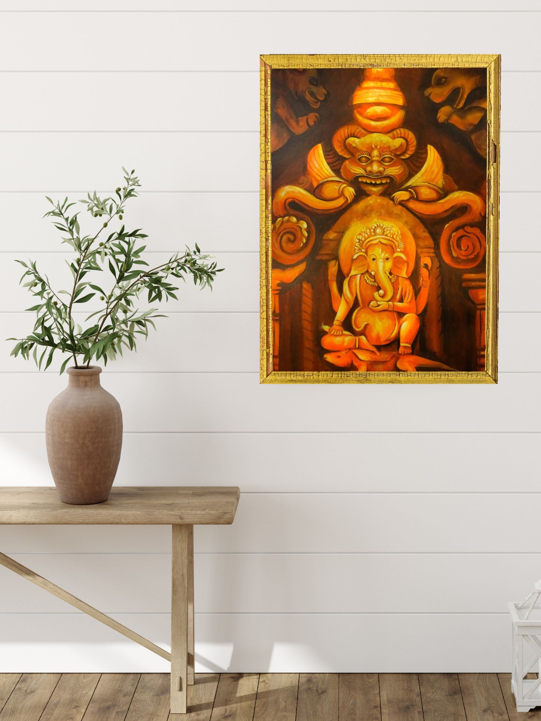 Handpainted oil painting of Lord Ganesh.