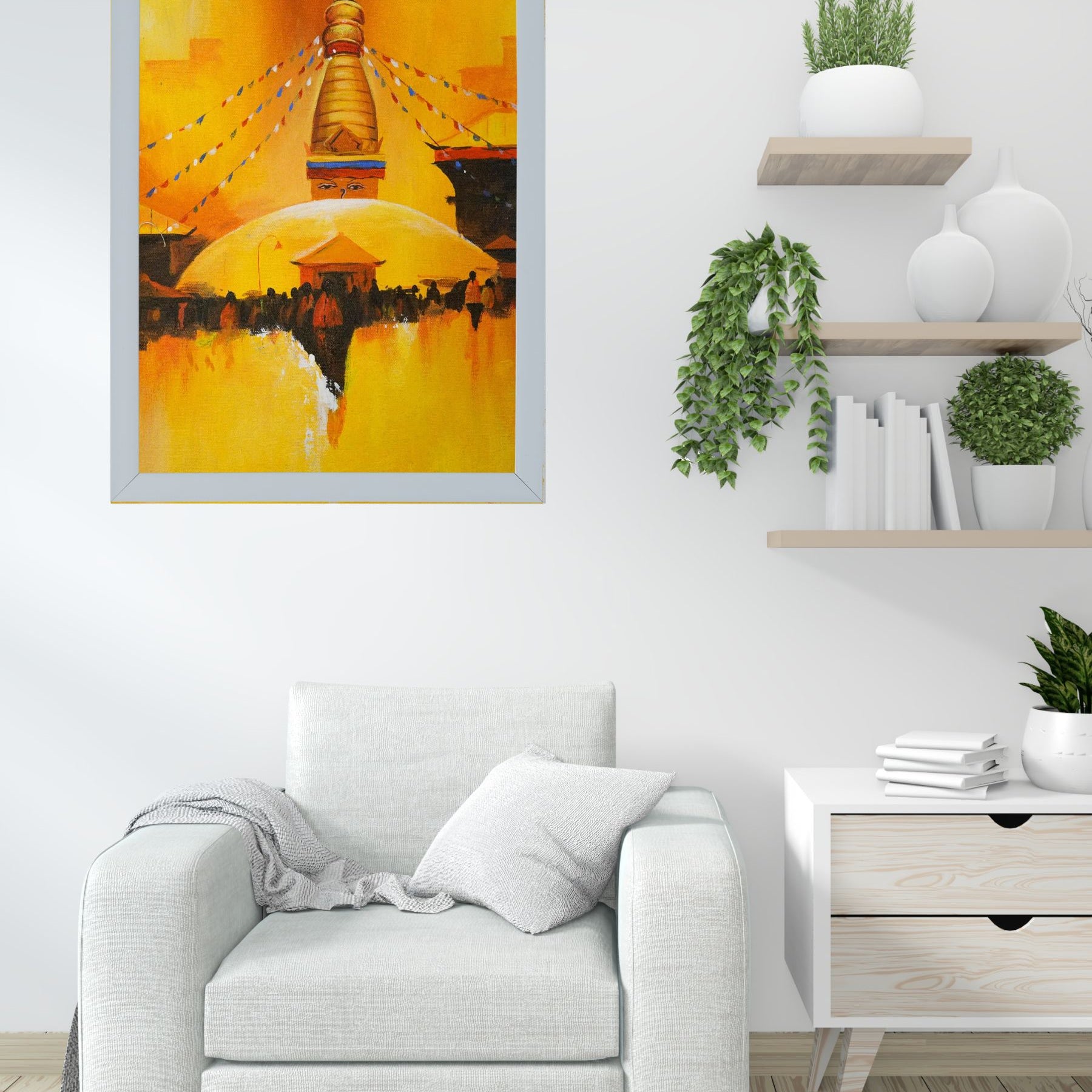 Swayambhunath Stupa Handmade painting on Canvas - Himalayas Shop