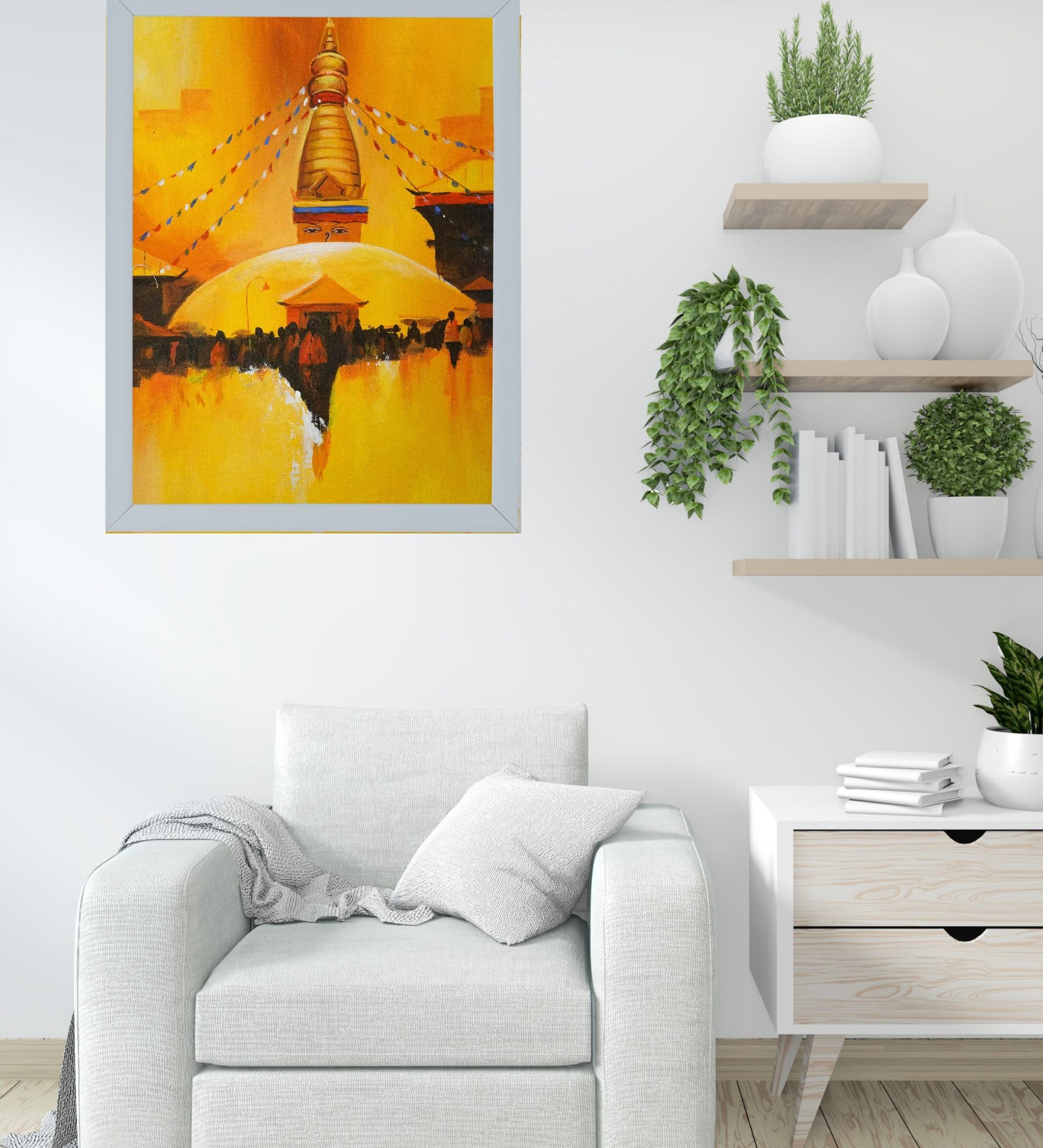 Swayambhunath Stupa Handmade painting on Canvas - Himalayas Shop