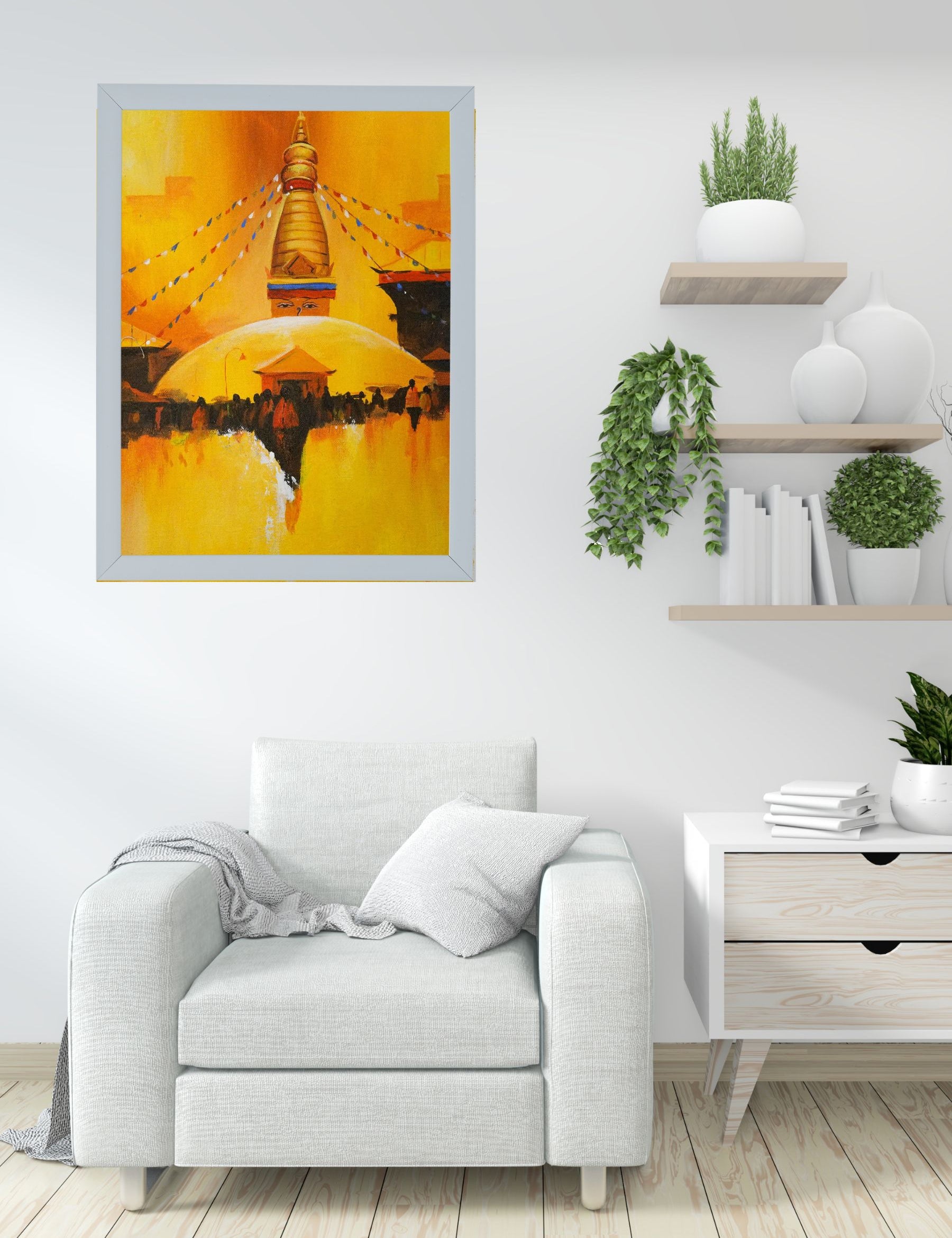 Swayambhunath Stupa Handmade painting on Canvas - Himalayas Shop