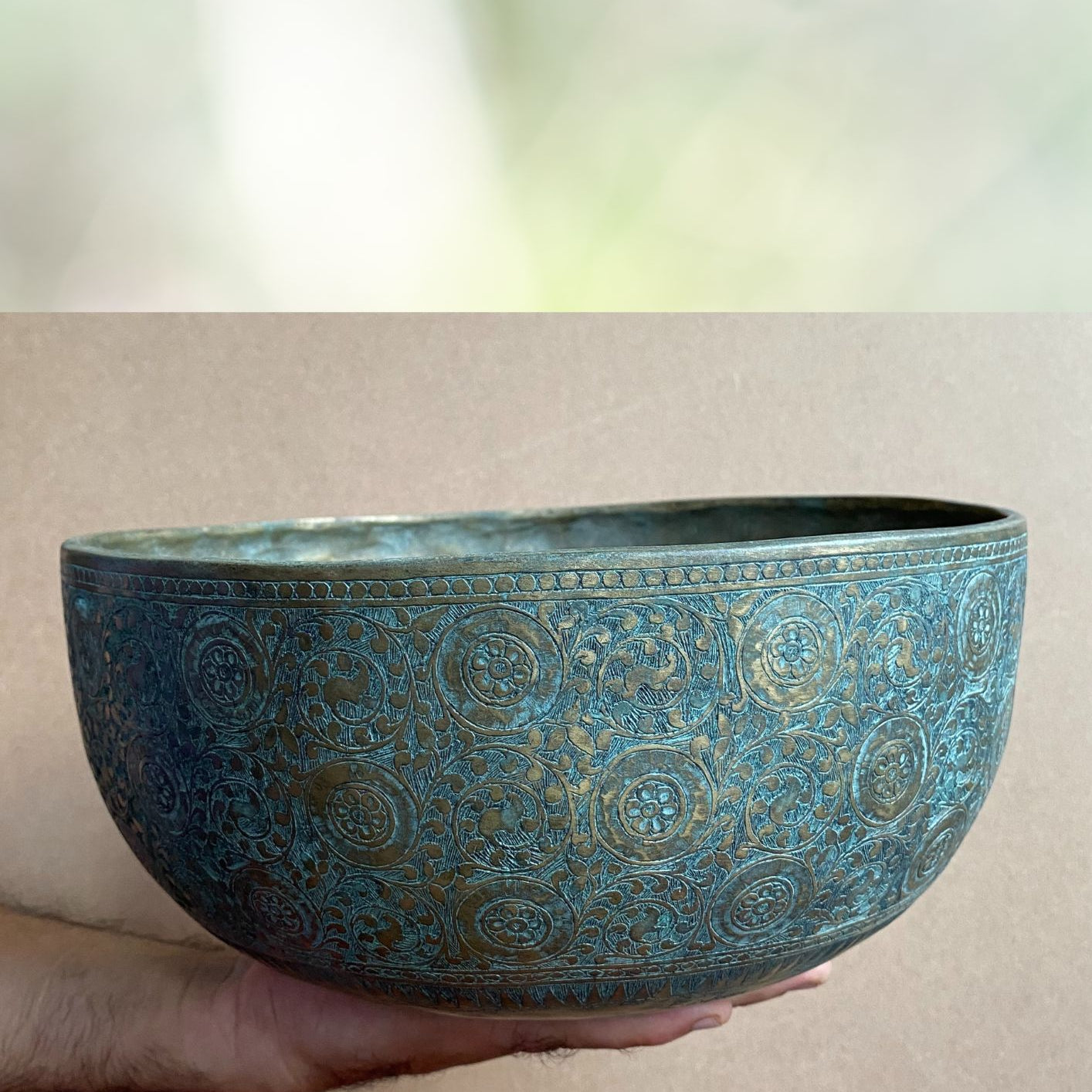 Jambati Bowl with Motif Carving for spiritual healing.