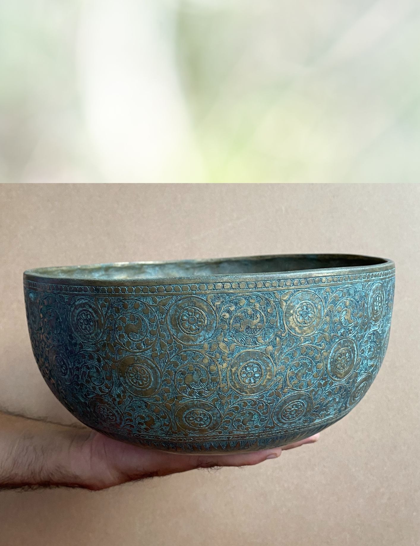 Jambati Bowl with Motif Carving for spiritual healing.