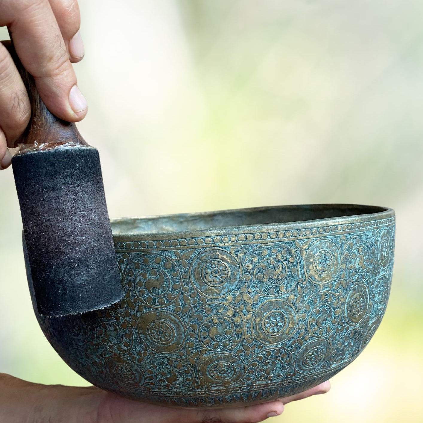 Jambati Bowl with Motif Carving for spiritual healing.