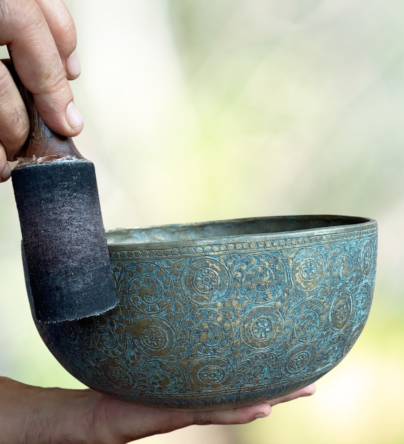 Jambati Bowl with Motif Carving for spiritual healing.