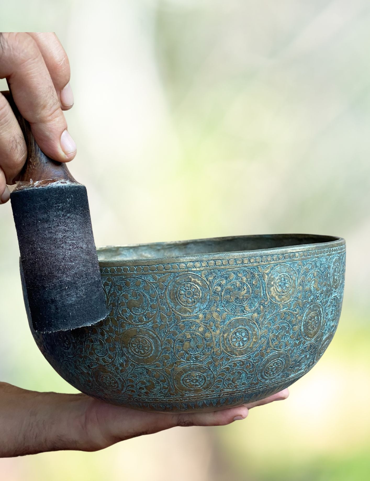 Jambati Bowl with Motif Carving for spiritual healing.