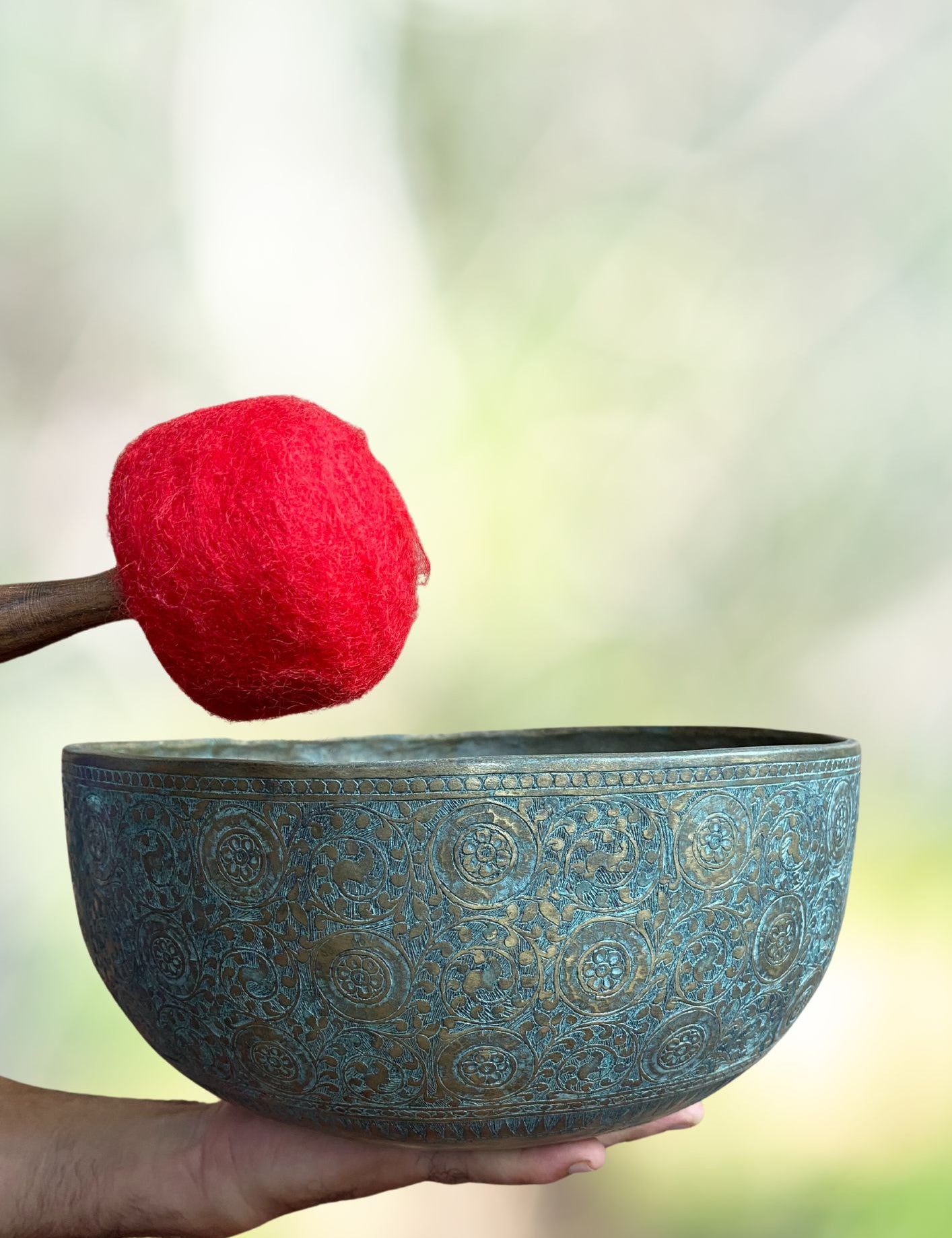 Jambati Bowl with Motif Carving for spiritual healing.