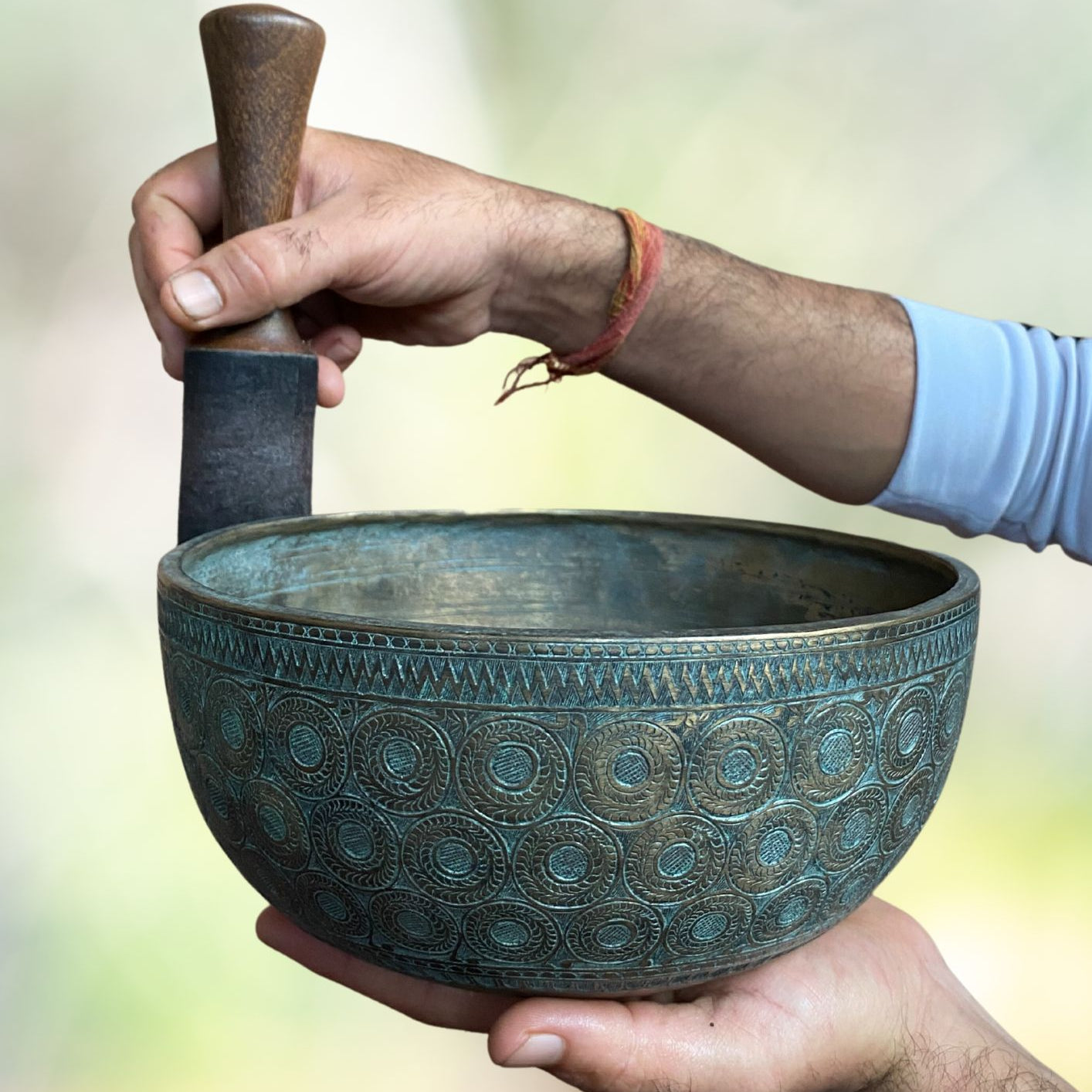 Antique Carved Tibetan Singing Bowl for meditation.