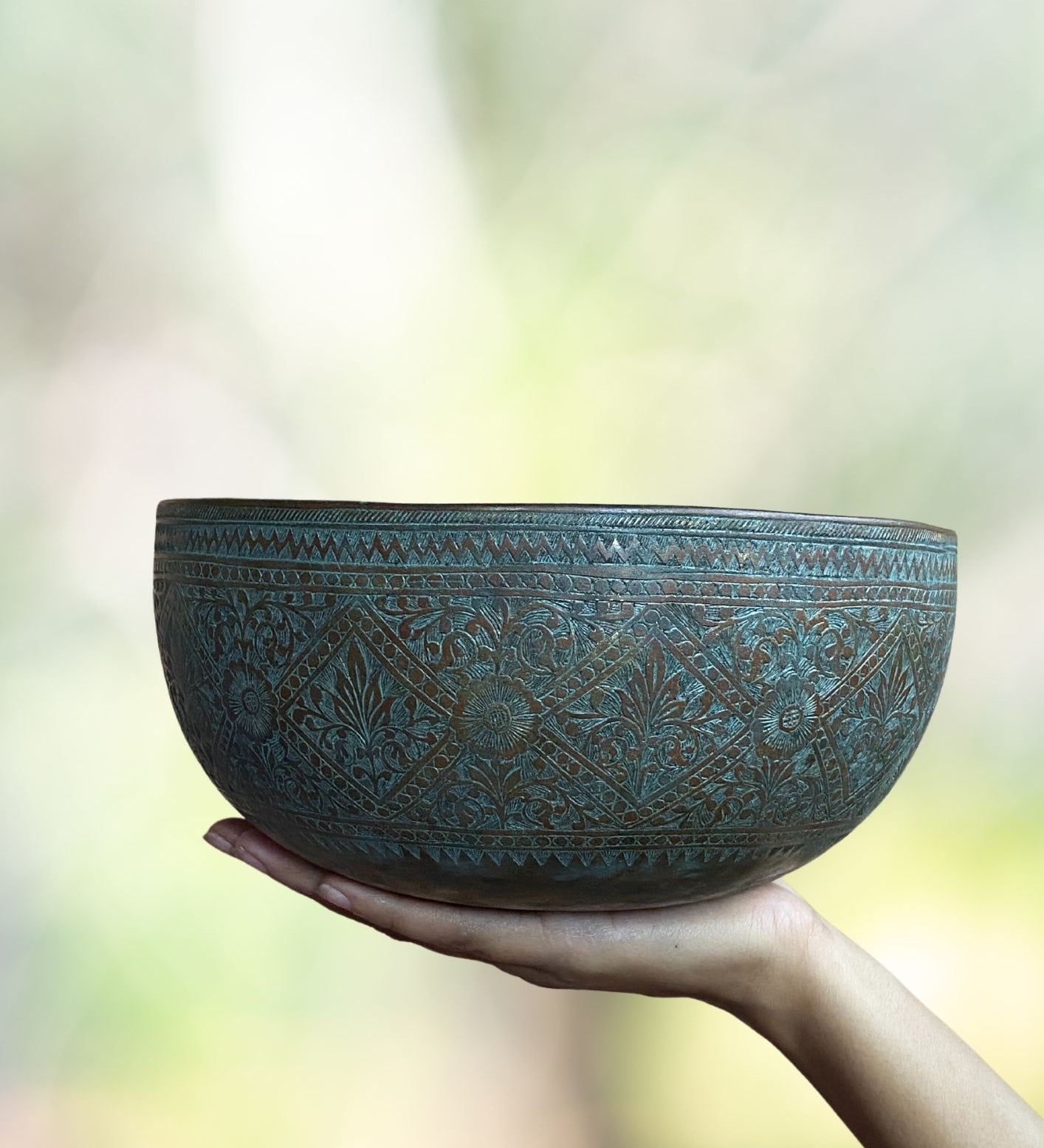 Jambati Bowl - Antique Bowl with deep carving work for sound healing