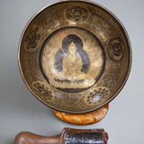 Amitabha Buddha Carved Singing Bowl - Tibetan Bowl for Sound Healing