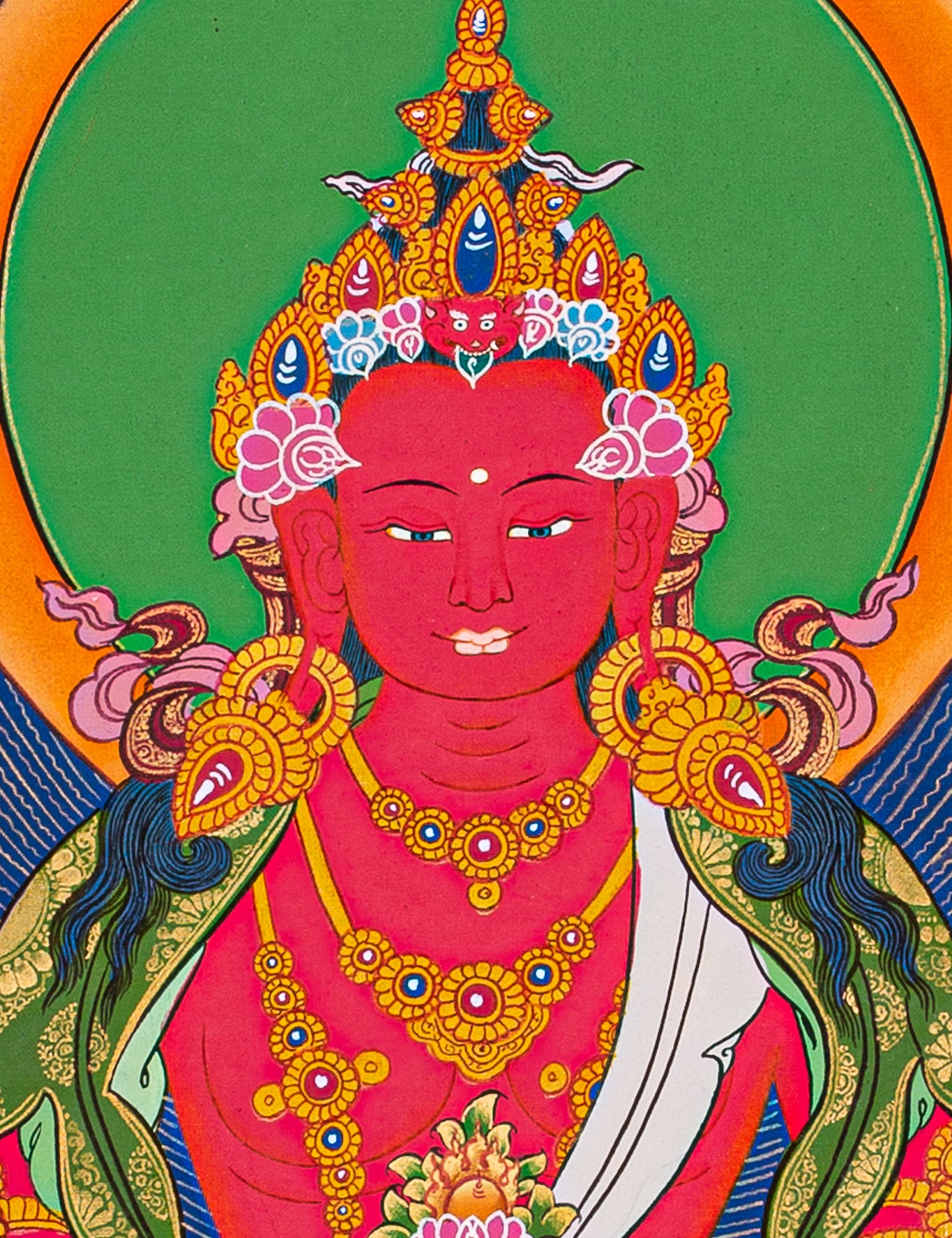     AmitabhaLA-00273_3  1365 × 1859px  Amitayus Buddha Thangka painting- Red Buddha with Crown