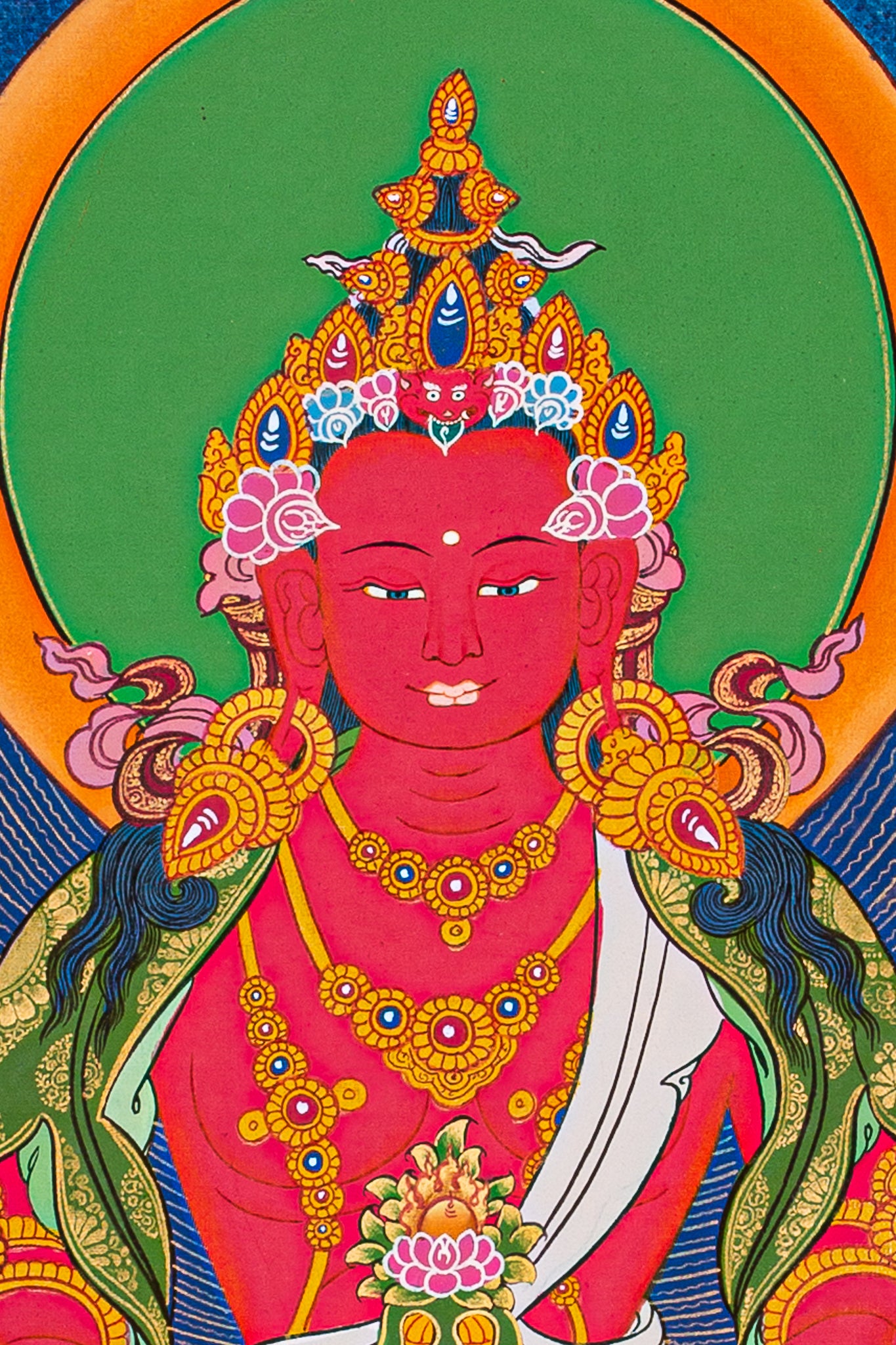     AmitabhaLA-00273_3  1365 × 1859px  Amitayus Buddha Thangka painting- Red Buddha with Crown