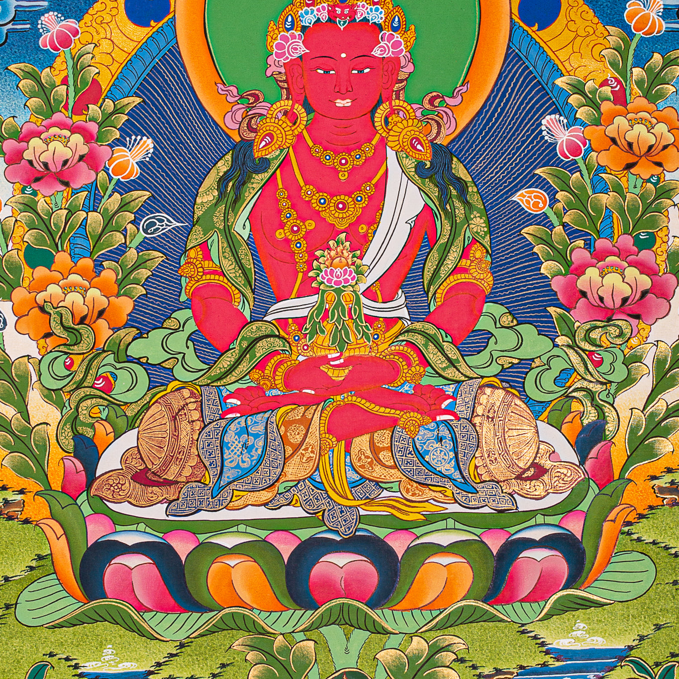     AmitabhaLA-00273_3  1365 × 1859px  Amitayus Buddha Thangka painting- Red Buddha with Crown