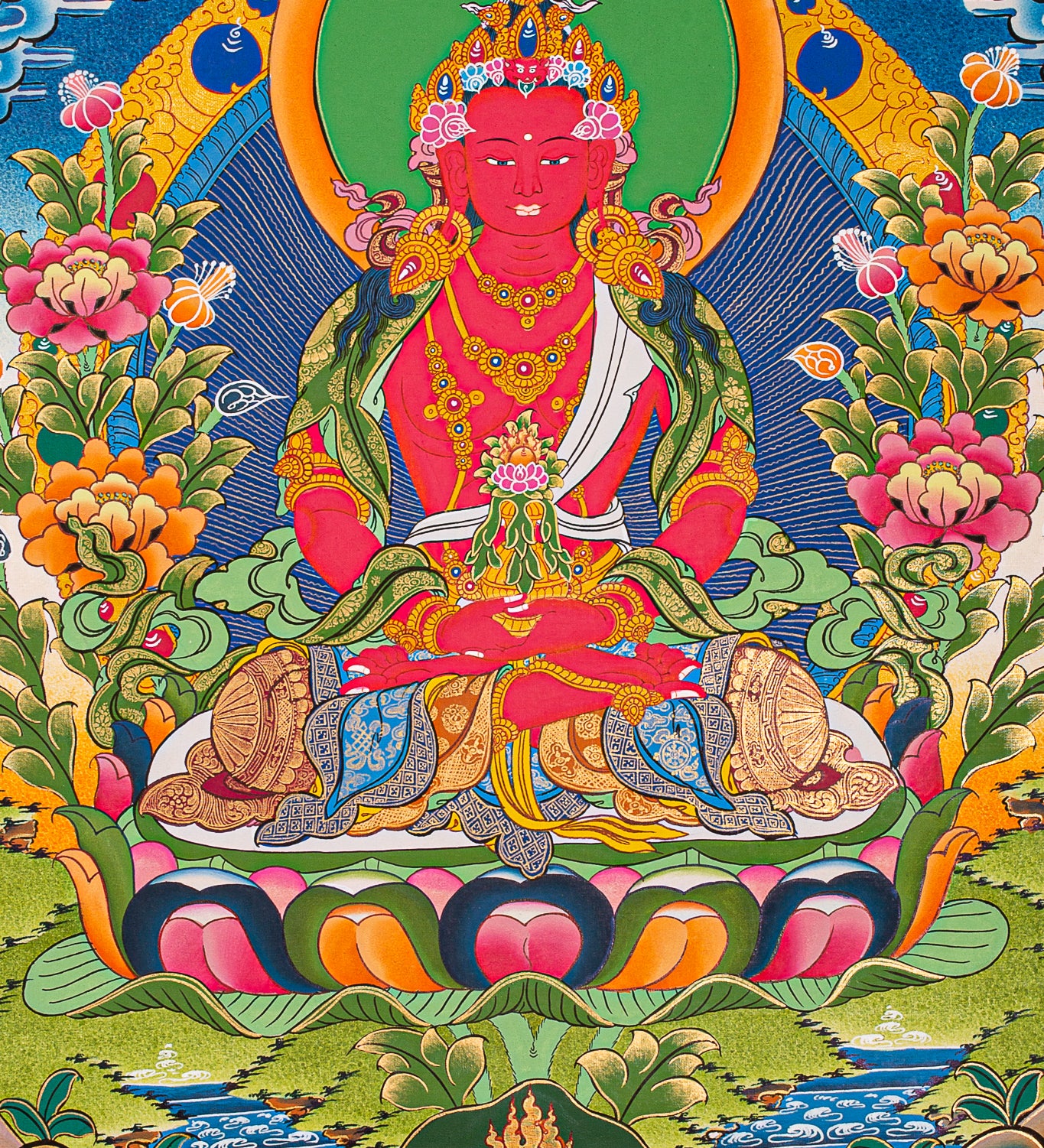     AmitabhaLA-00273_3  1365 × 1859px  Amitayus Buddha Thangka painting- Red Buddha with Crown