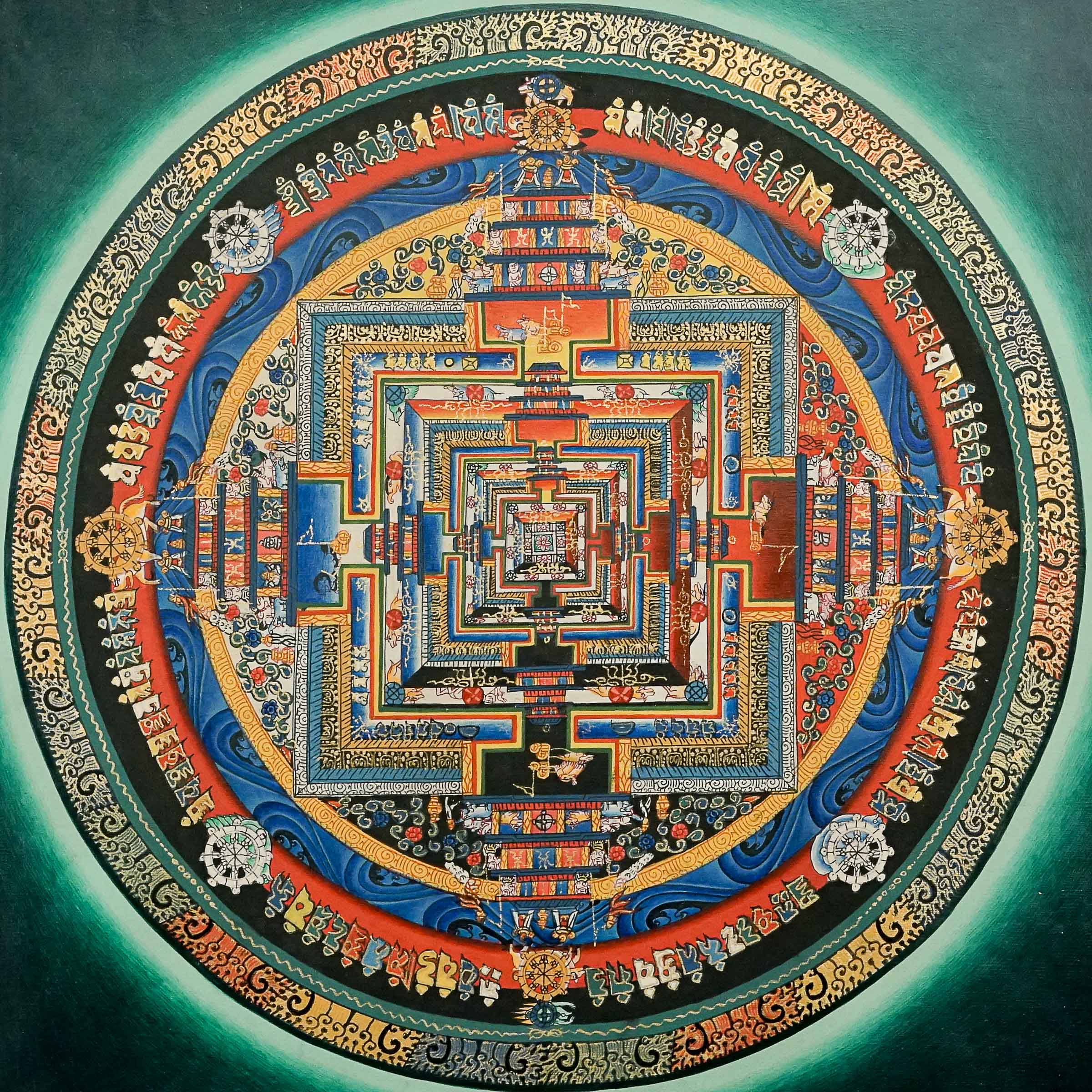 Kalchakra Mandala Antique Thangka Painting \Antique Thangka