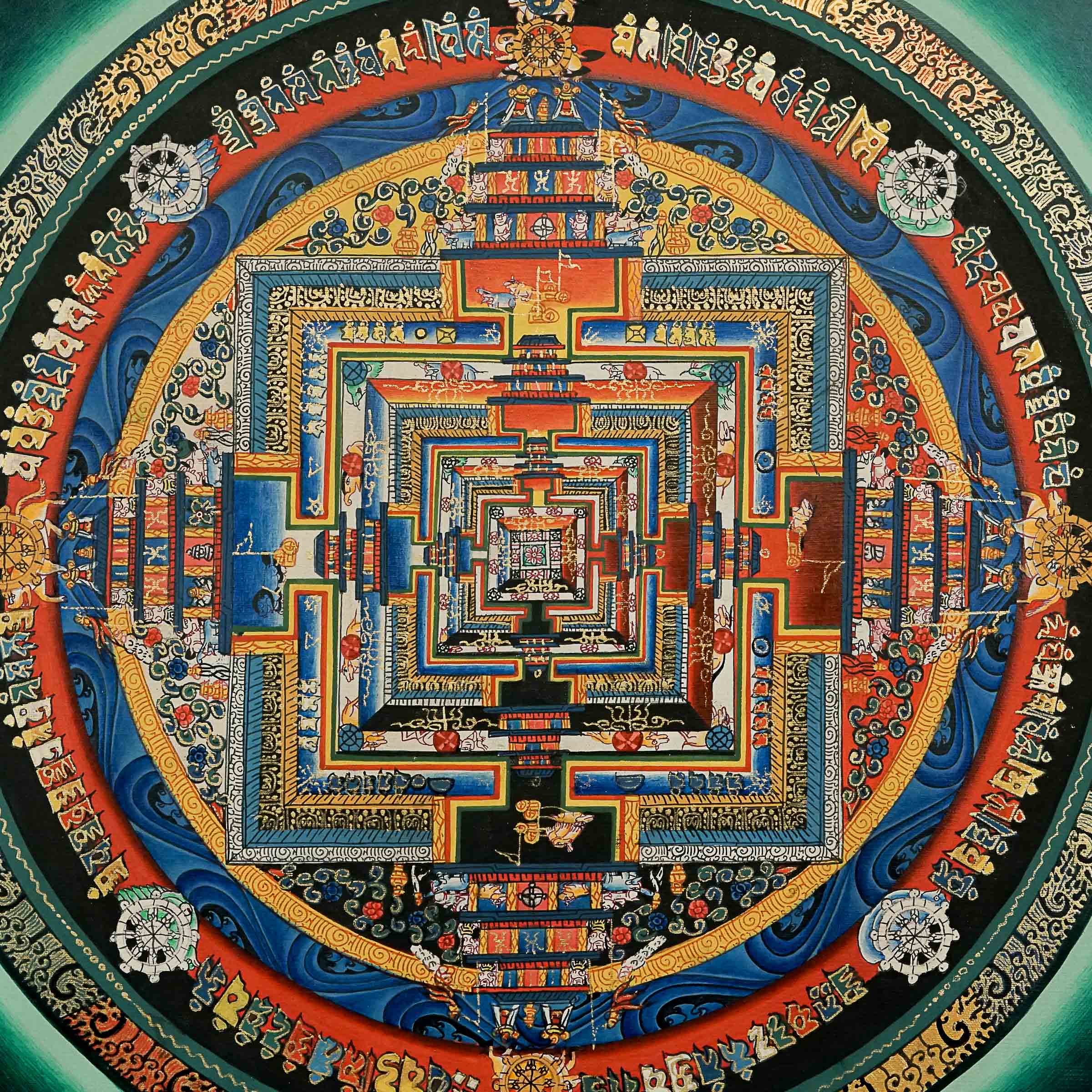 Kalchakra Mandala Antique Thangka Painting \Antique Thangka