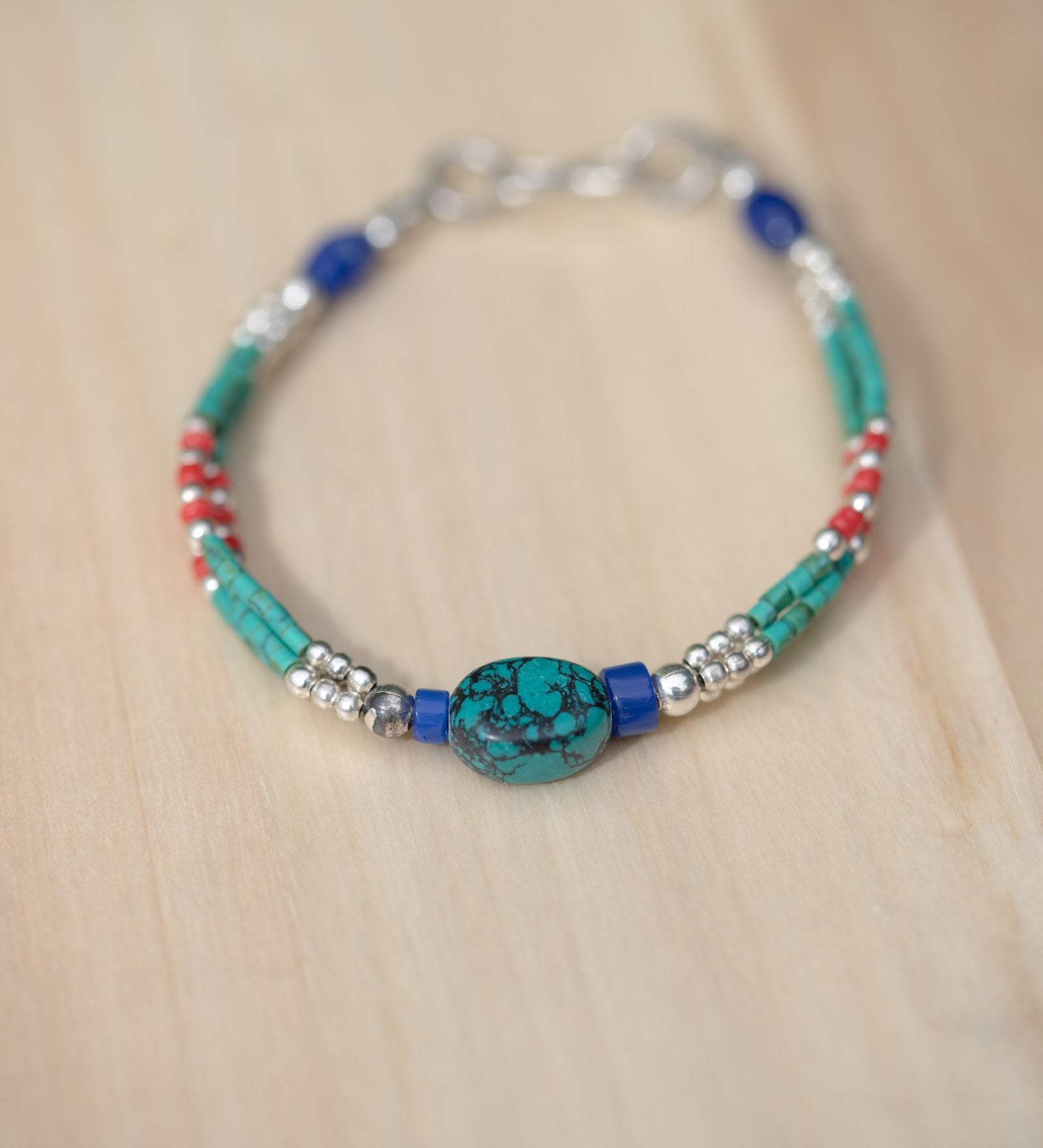 Afgani Style Turquoise Stone Bracelet for good fortune.