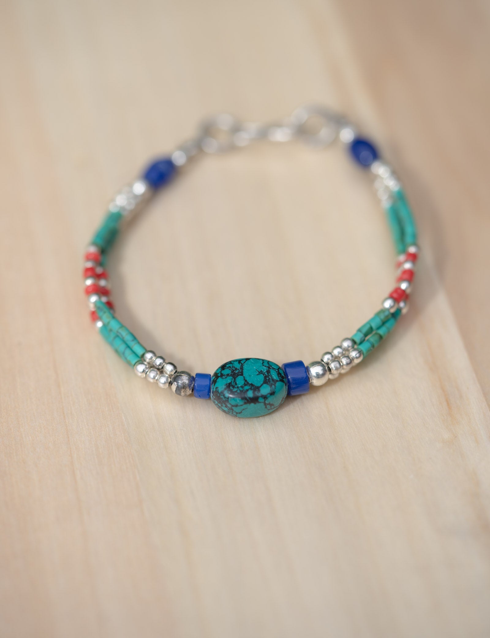 Afgani Style Turquoise Stone Bracelet for good fortune.