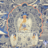 The Buddha Life Thangka represents the essence of the Buddha's life tale.