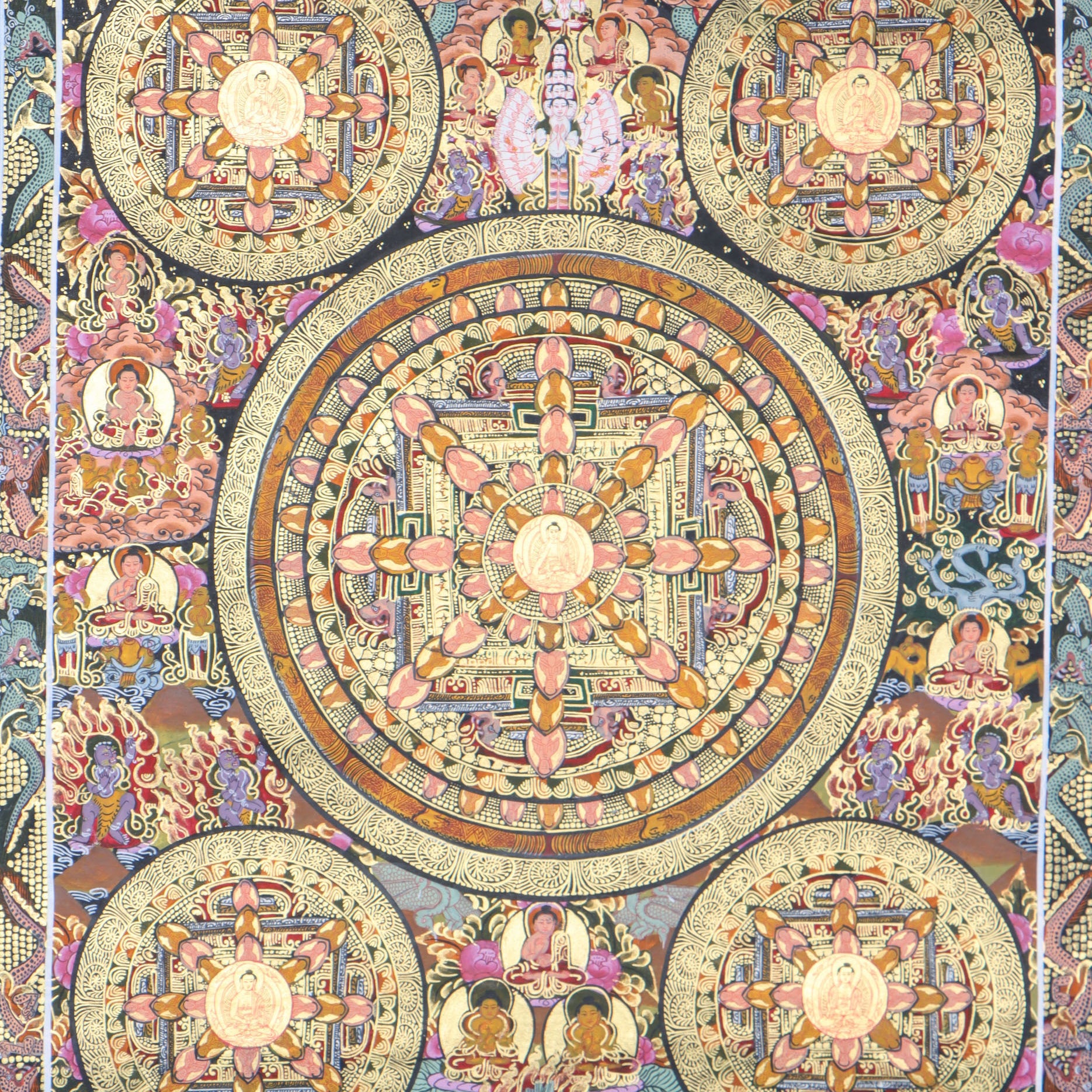 Buddha Mandala Thangka serves as a visual portal to the enlightened realms.