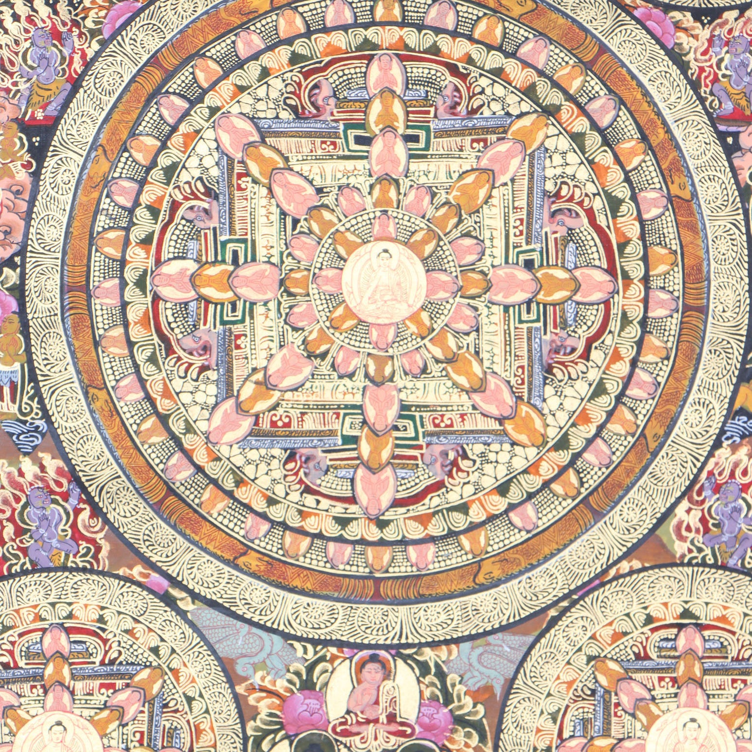 Buddha Mandala Thangka serves as a visual portal to the enlightened realms.