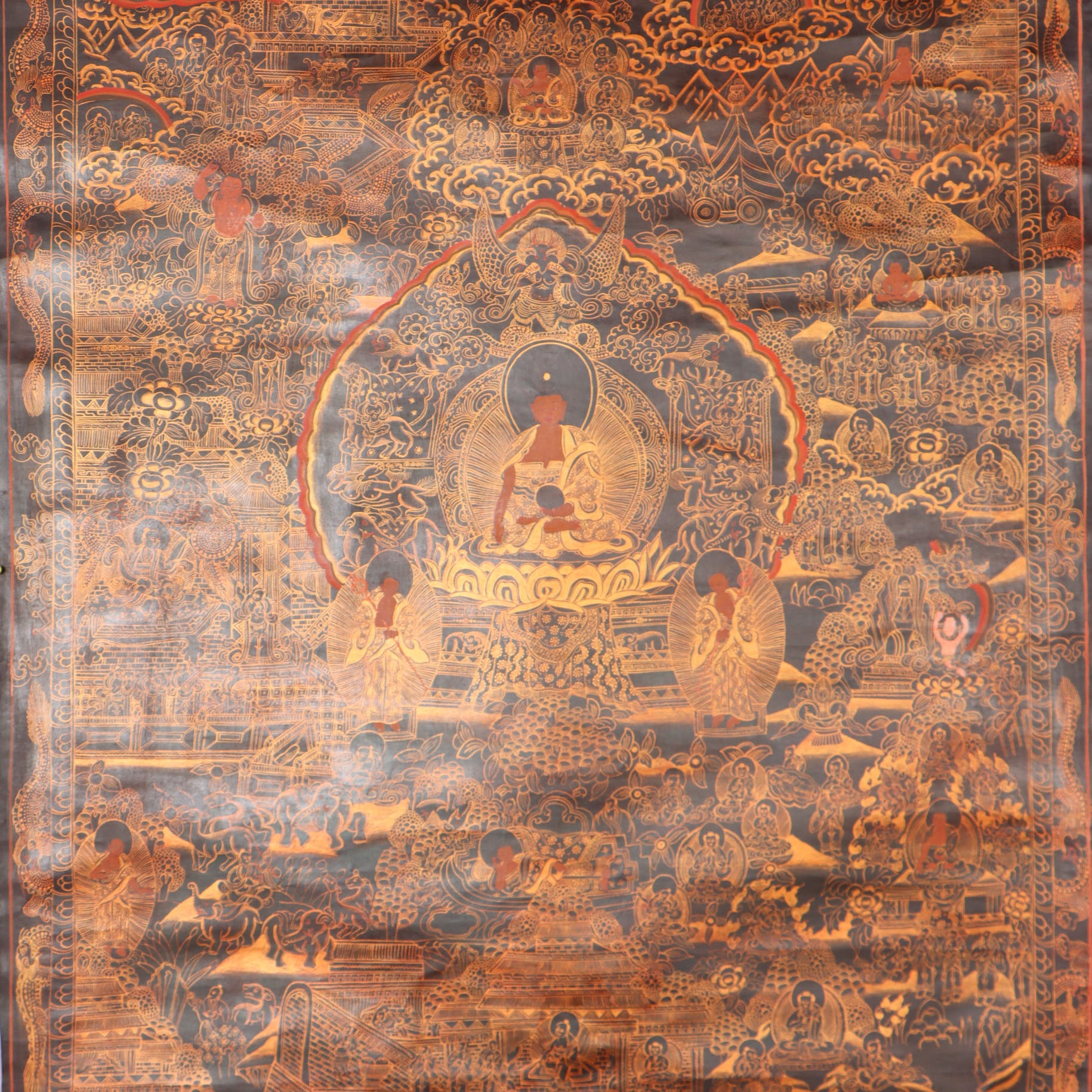 Buddha Life Thangka Painting for wall hanging decor.