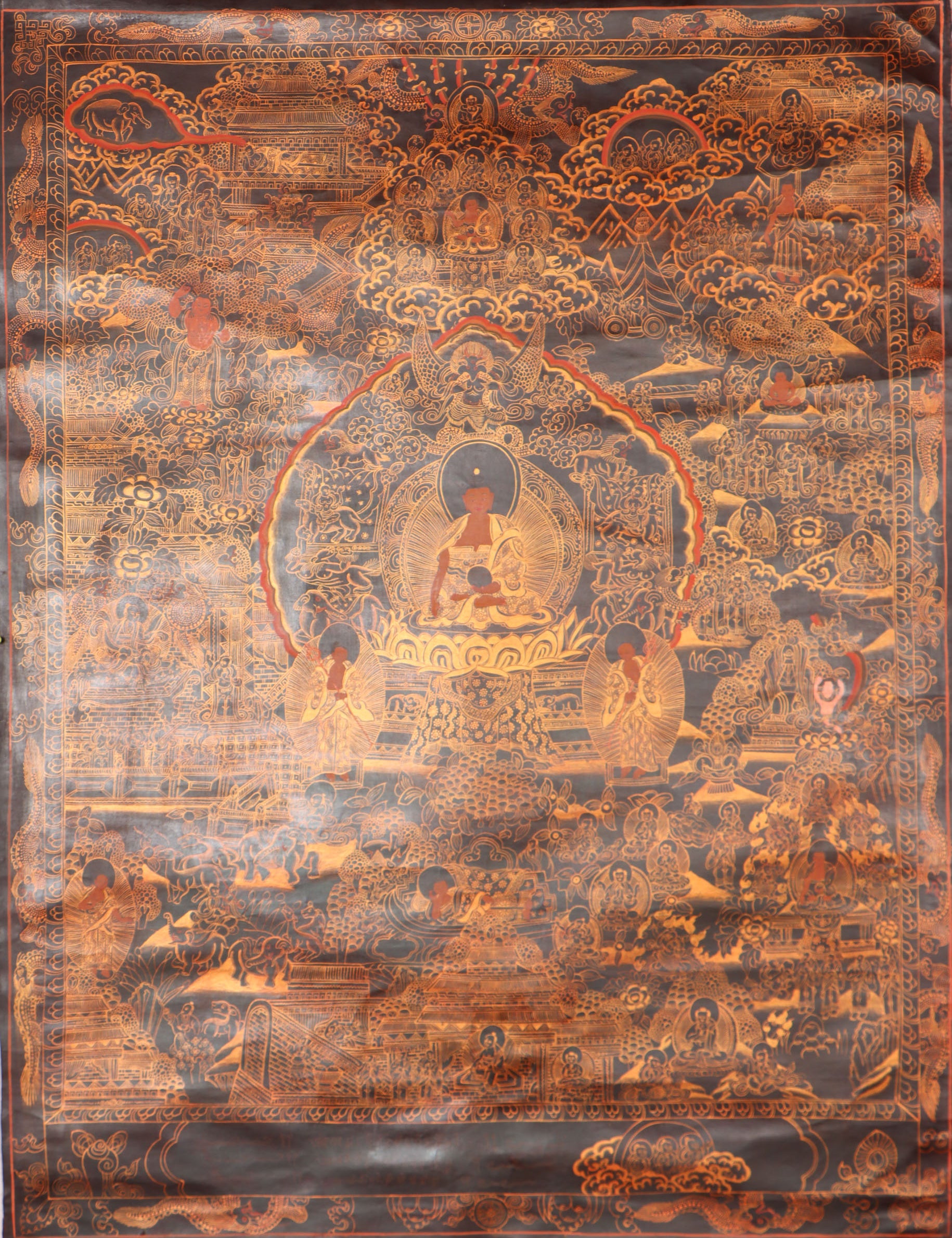 Buddha Life Thangka Painting for wall hanging decor.