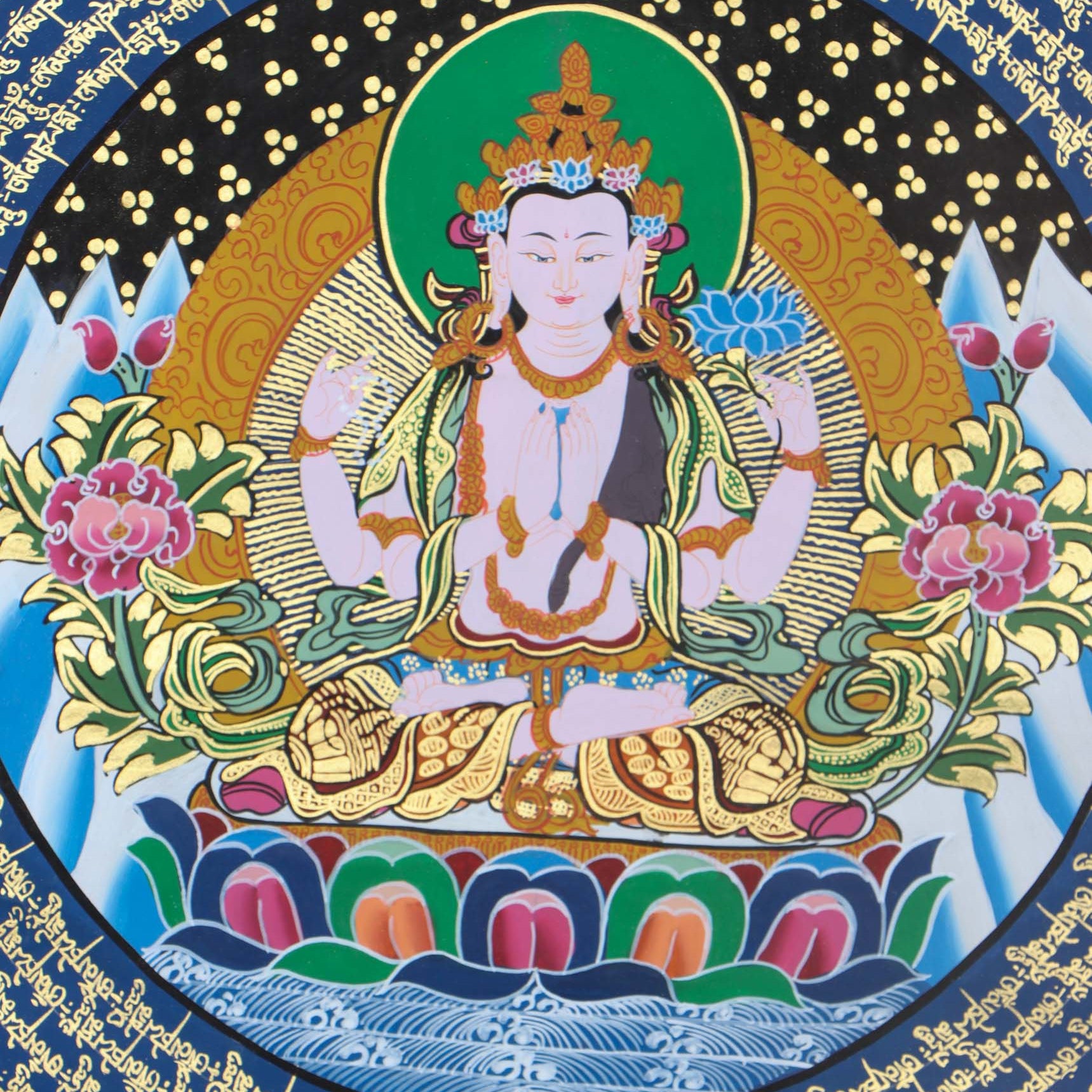 Chengresi Mandala Thangka for meditation and devotion.