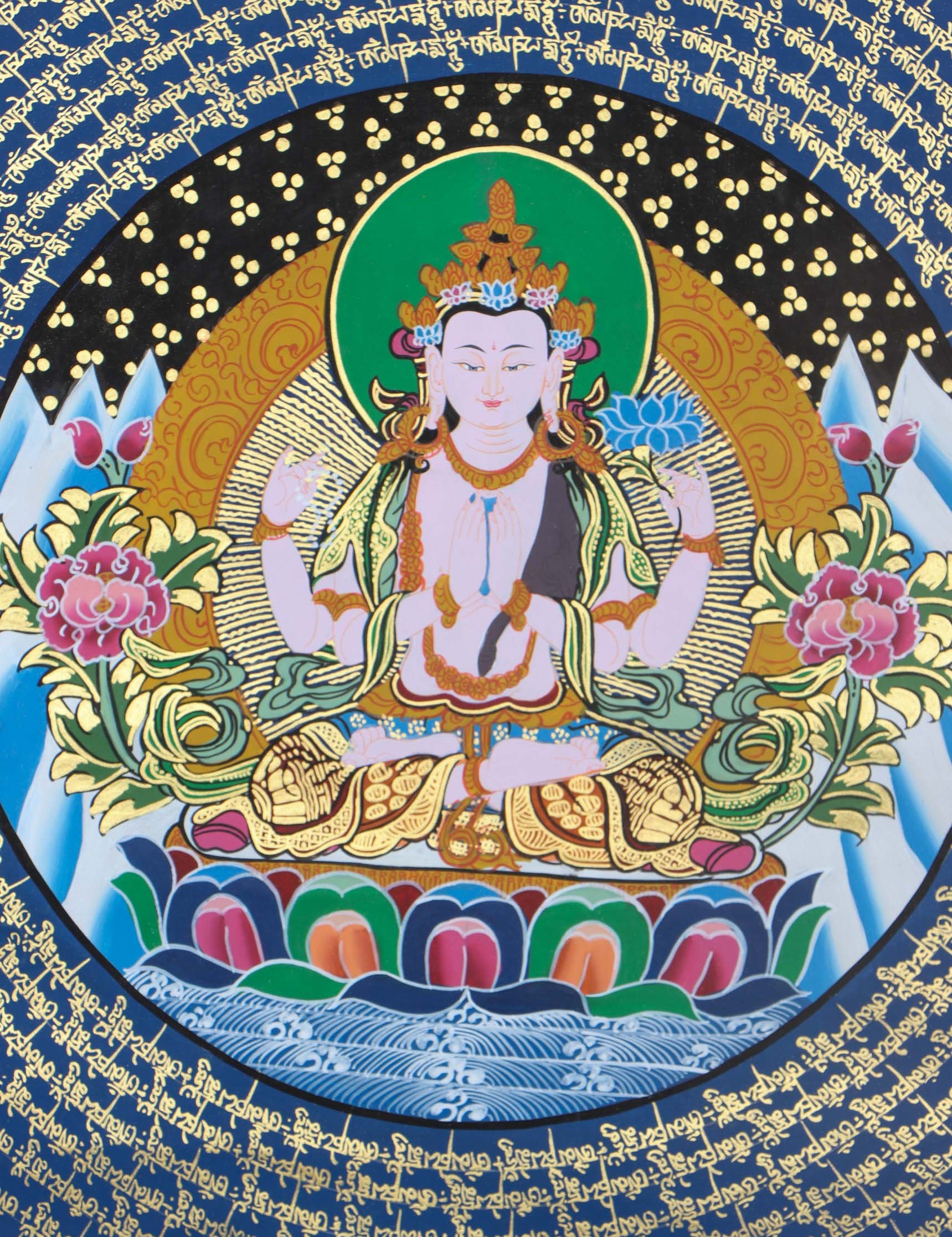 Chengresi Mandala Thangka for meditation and devotion.