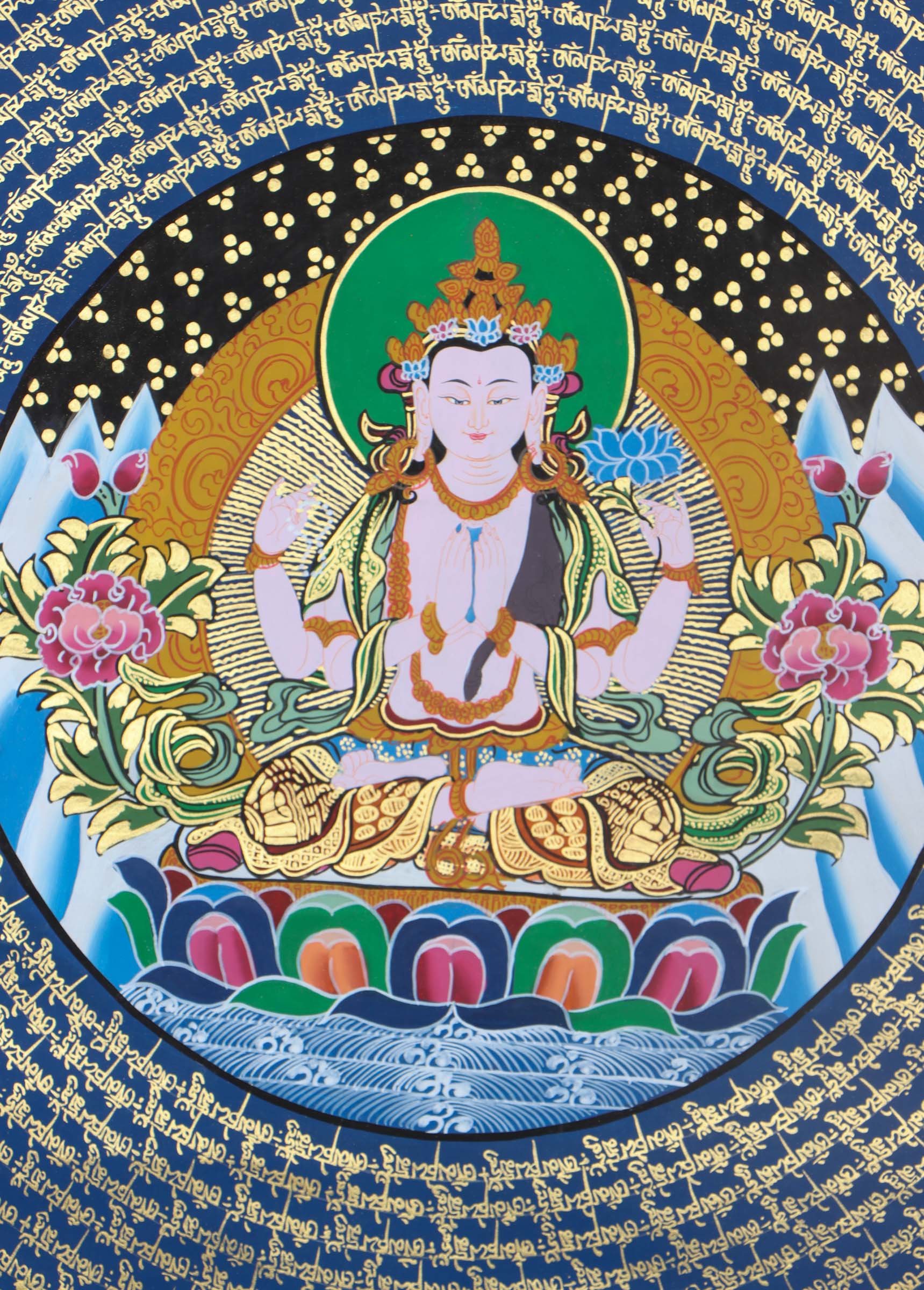 Chengresi Mandala Thangka for meditation and devotion.