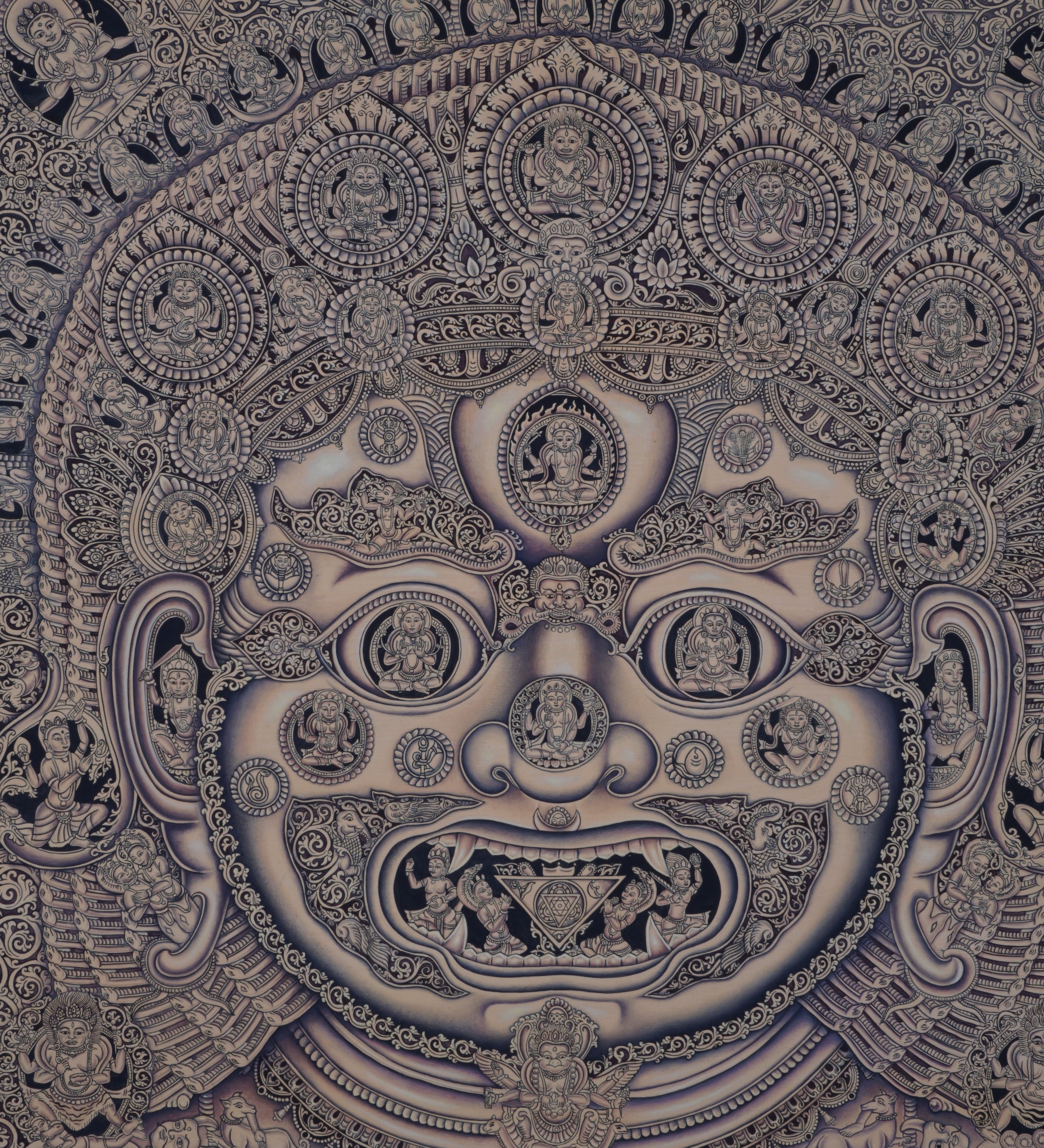 Newari Akash Bhairav Thangka Painting