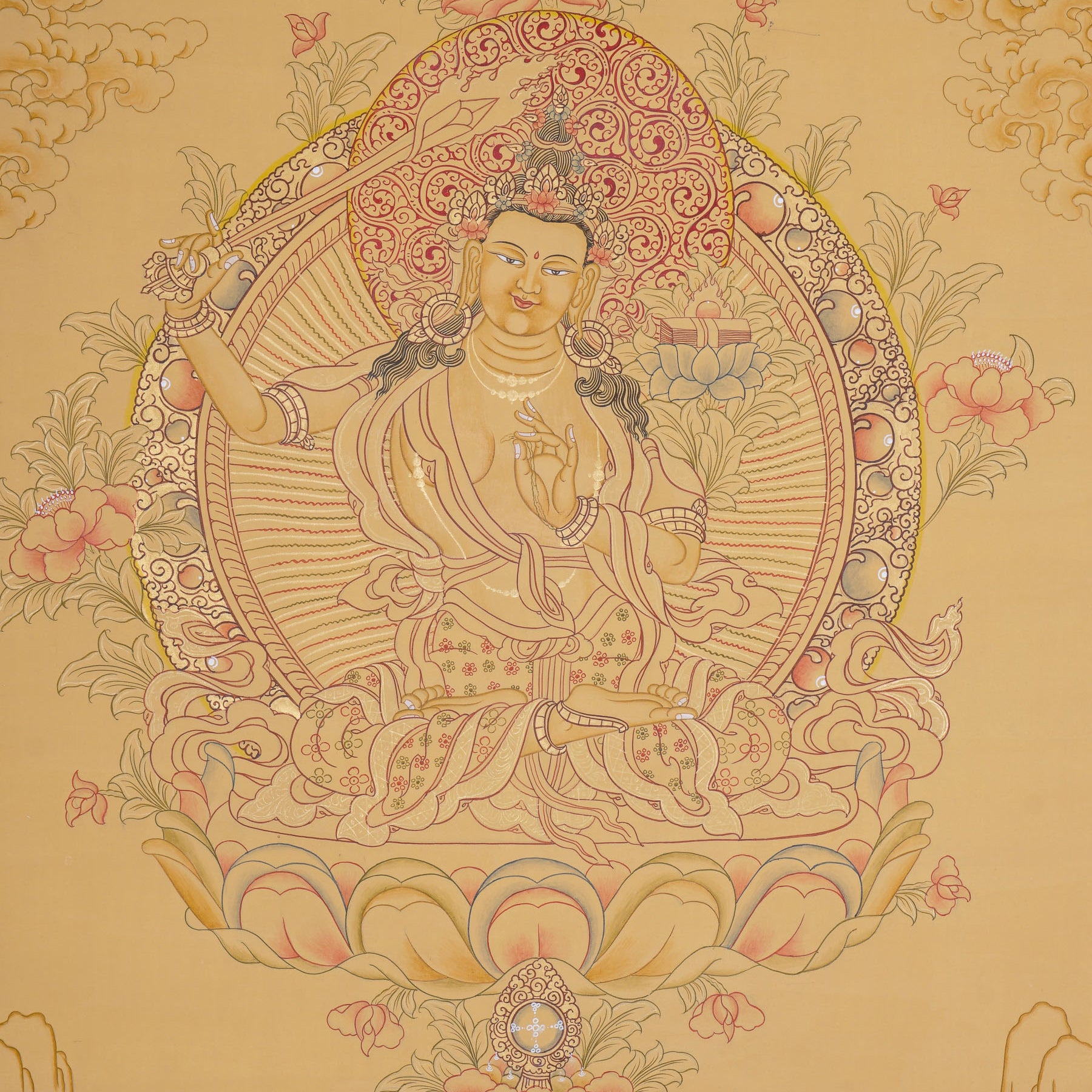 Handpainted Manjushree Thangka Painting