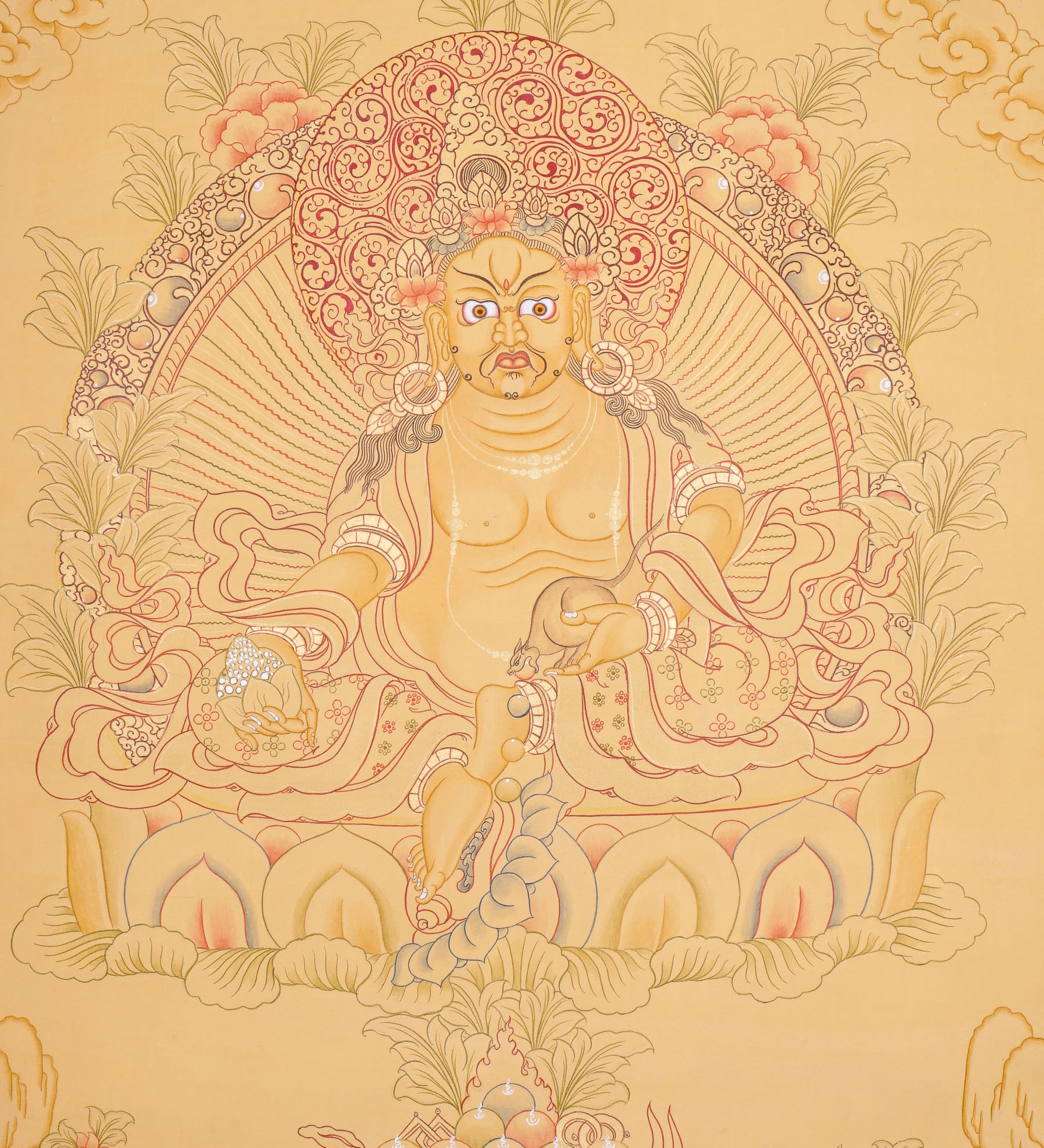 Tibetan Zambala Thangka - Handpainted Art