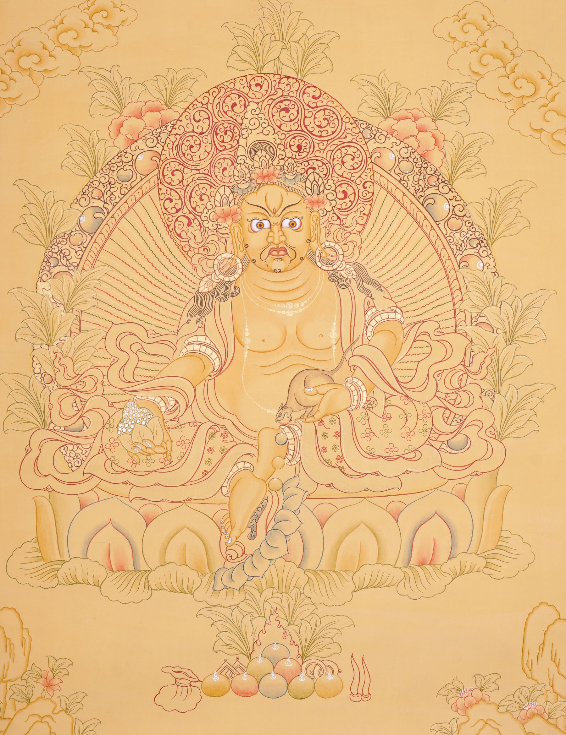 Tibetan Zambala Thangka - Handpainted Art