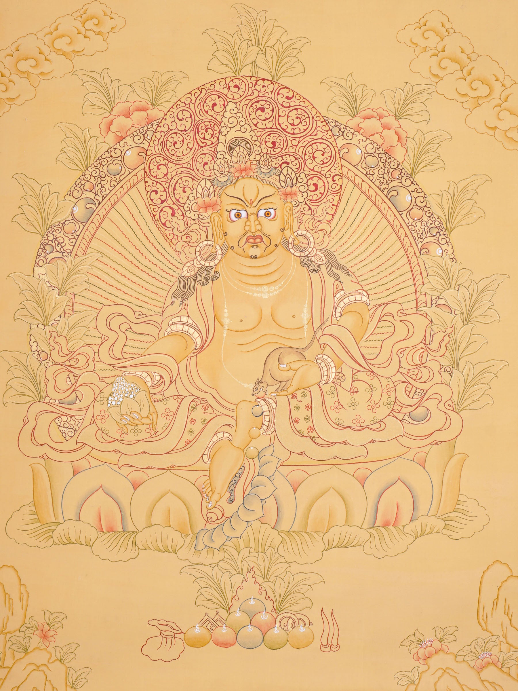 Tibetan Zambala Thangka - Handpainted Art