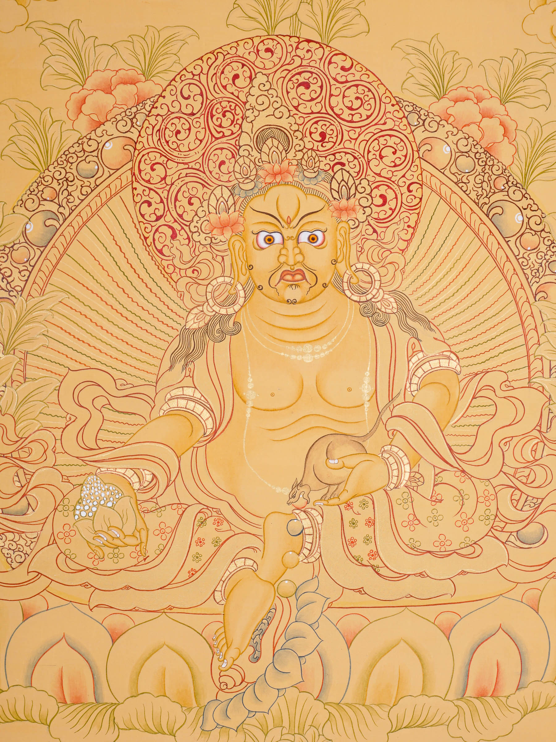 Tibetan Zambala Thangka - Handpainted Art