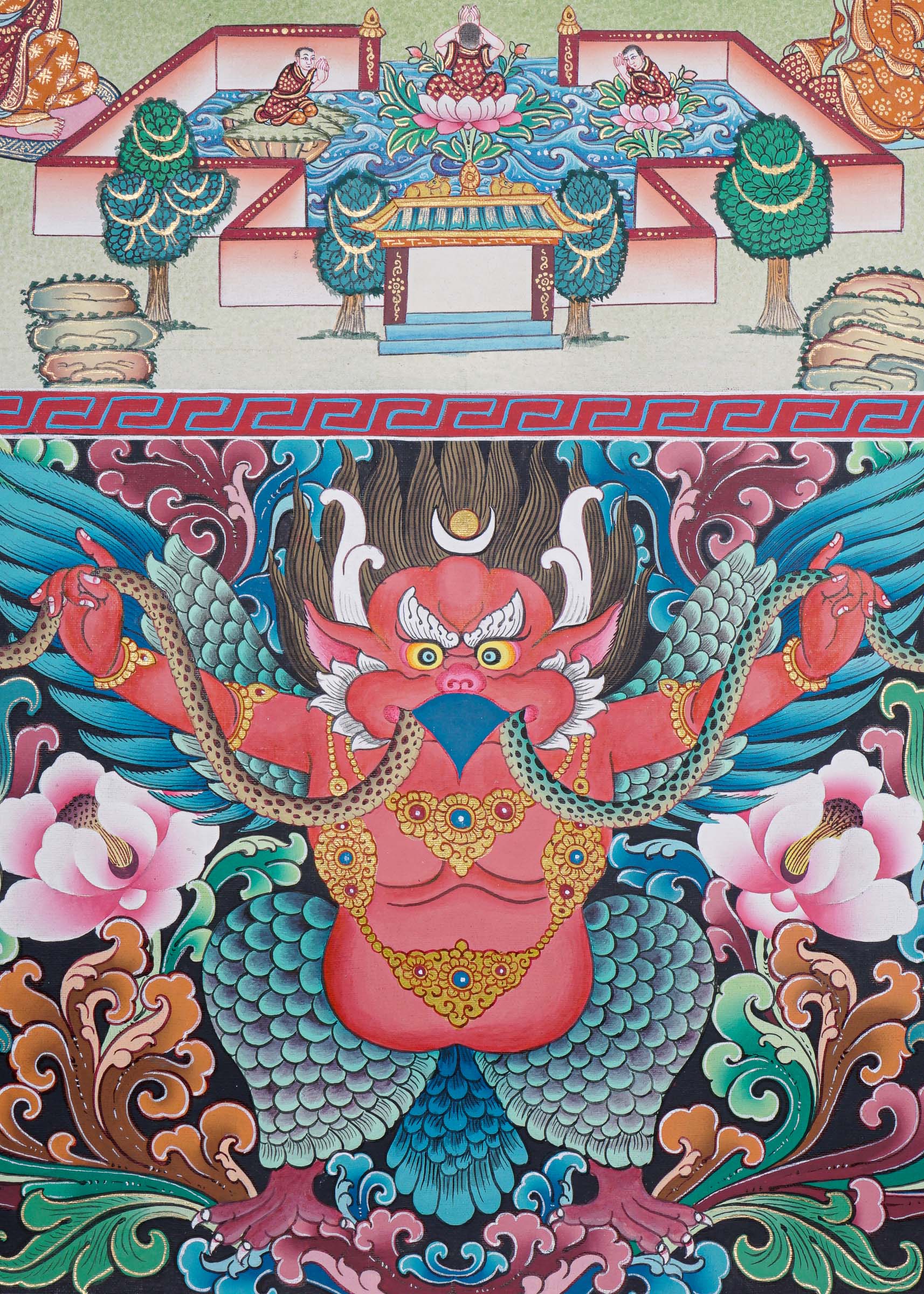 Handpainted Amitabha Temple - Tibetan Thangka