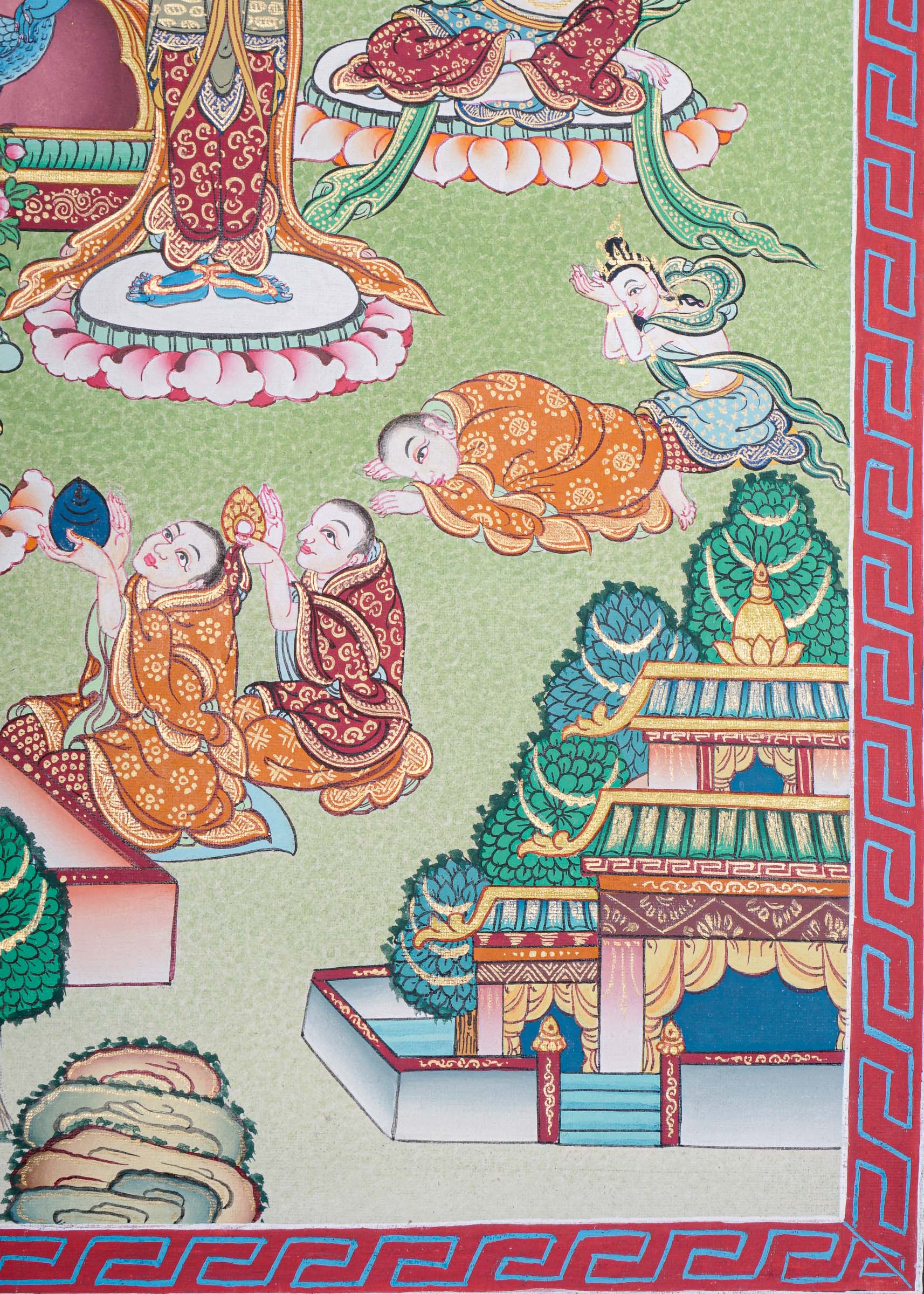 Handpainted Amitabha Temple - Tibetan Thangka