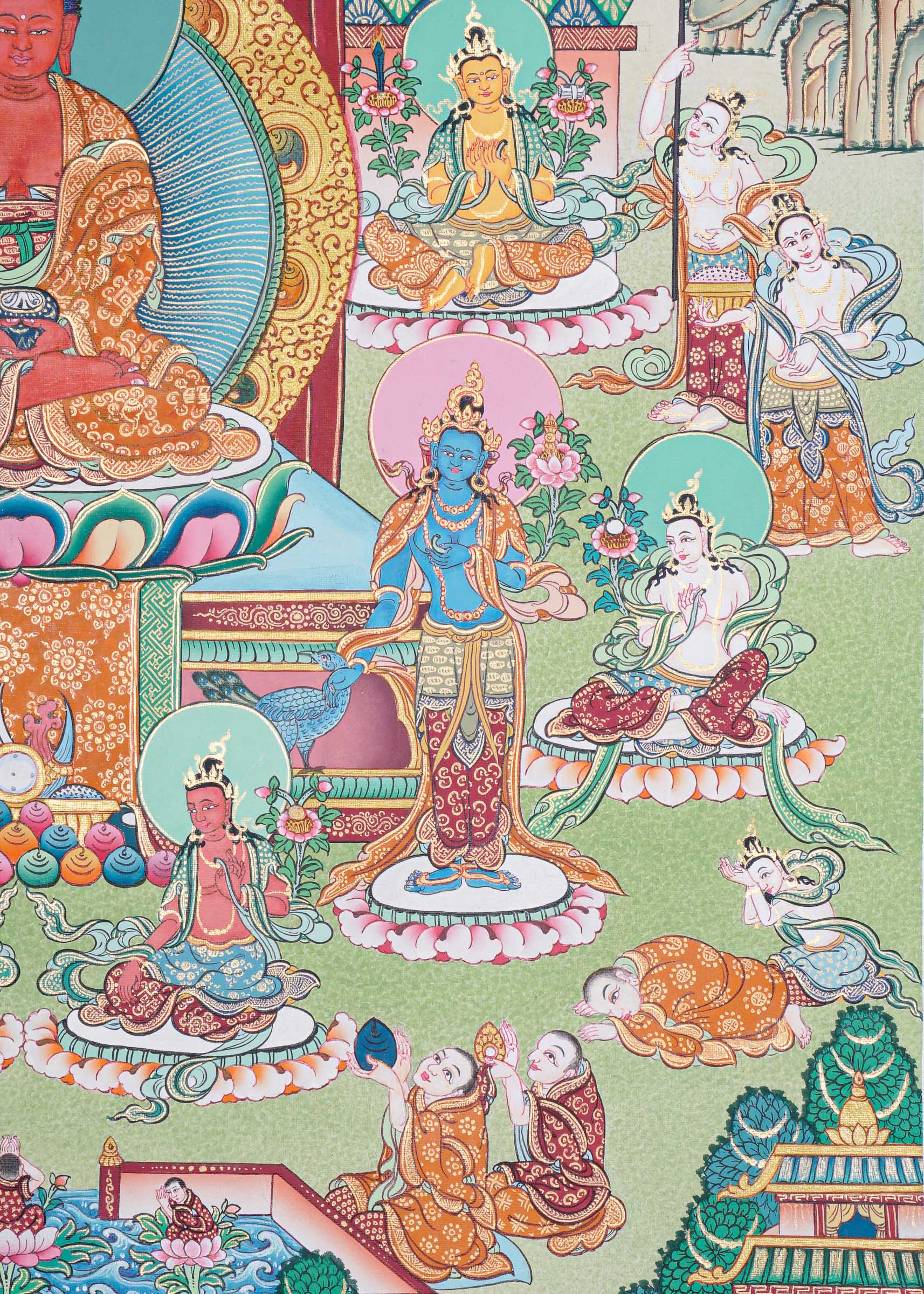 Handpainted Amitabha Temple - Tibetan Thangka